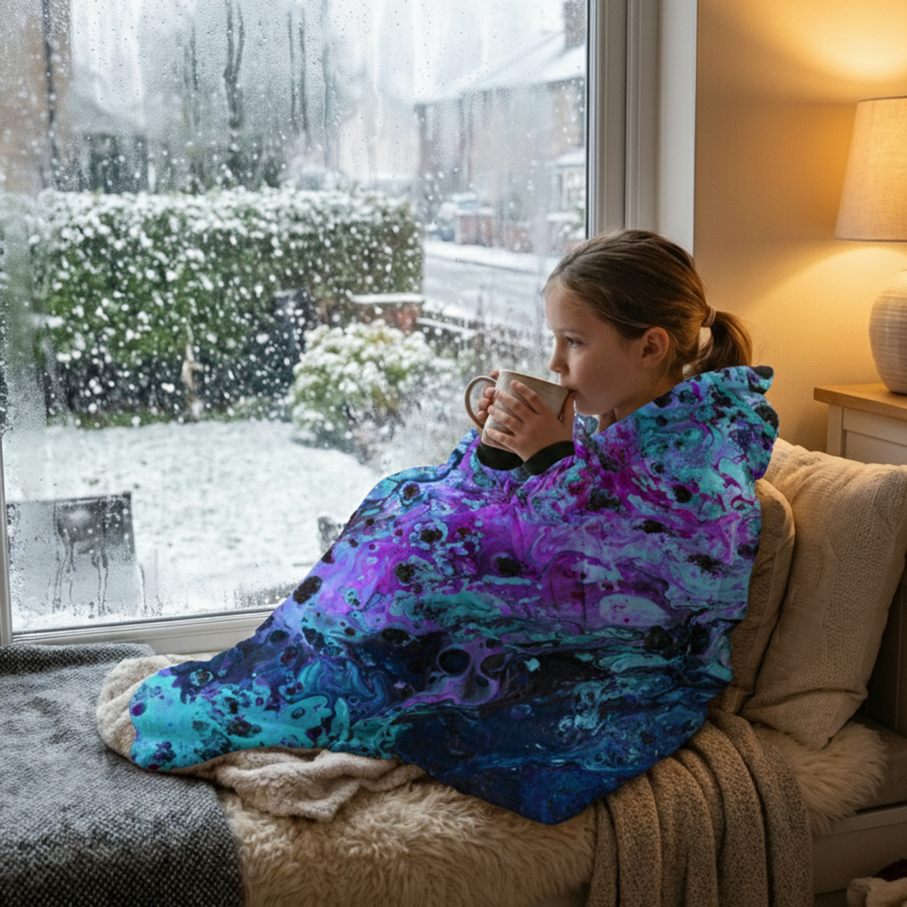 Ocean Graphic Hooded Blanket — OB Ocean Collection Throw product thumbnail image Ocean Graphic Hooded Blanket — OB Ocean Collection Throw product thumbnail image