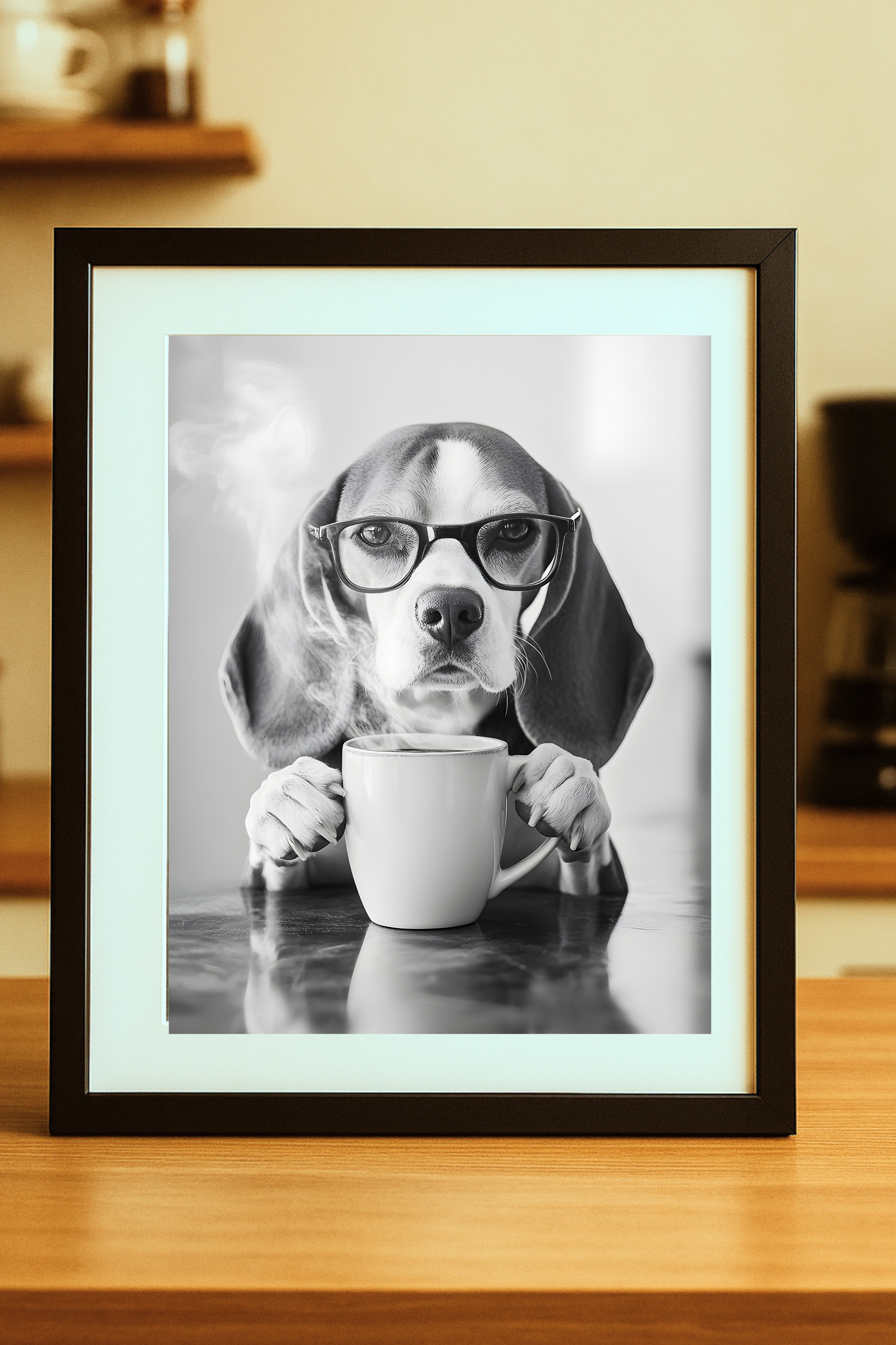 Beagle Coffee Dog Poster — Wall Art Print product thumbnail image Beagle Coffee Dog Poster — Wall Art Print product thumbnail image