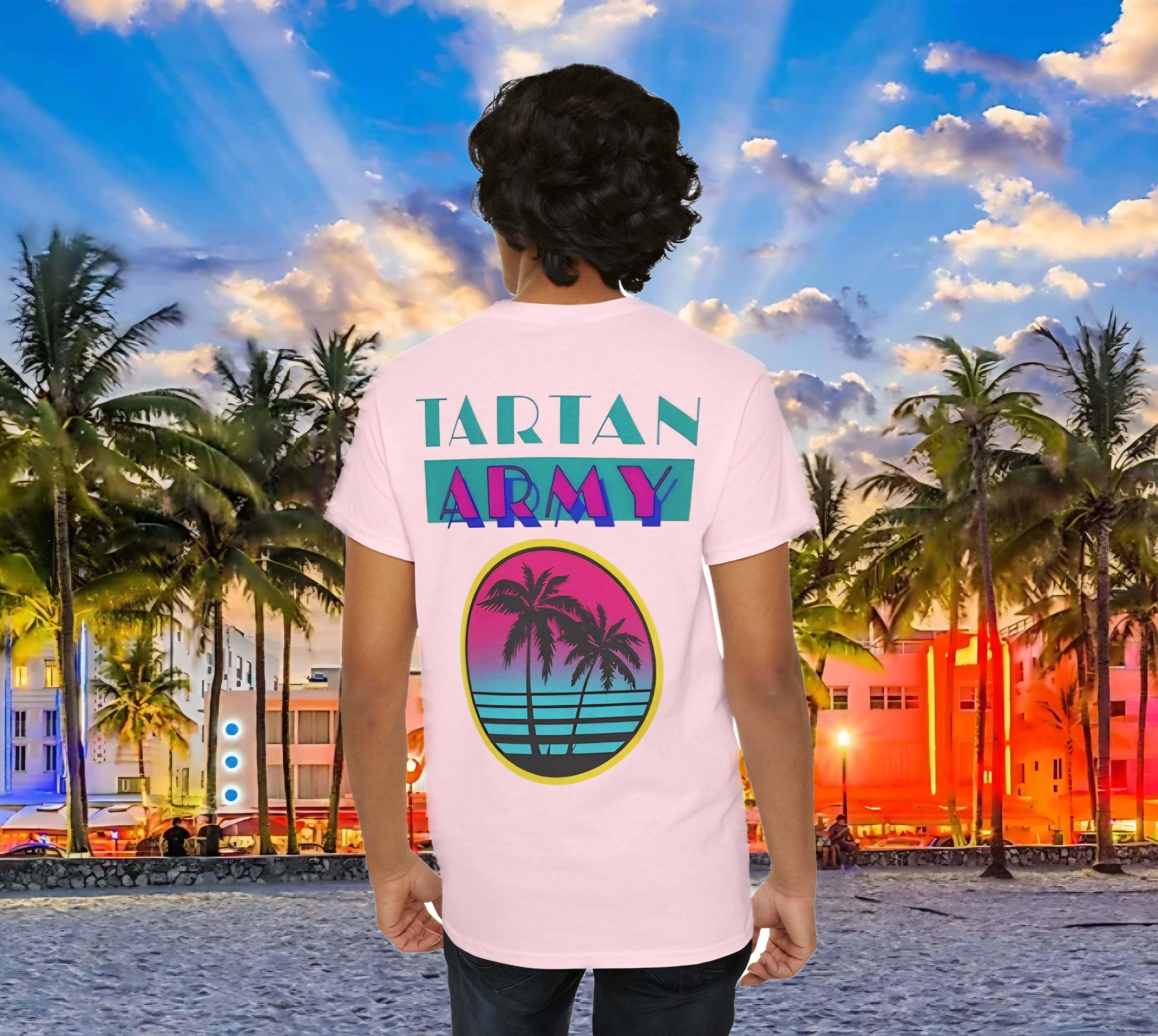 Miami Vice Tartan Army Scotland World Cup T-Shirt — Beach &amp; Pub Style