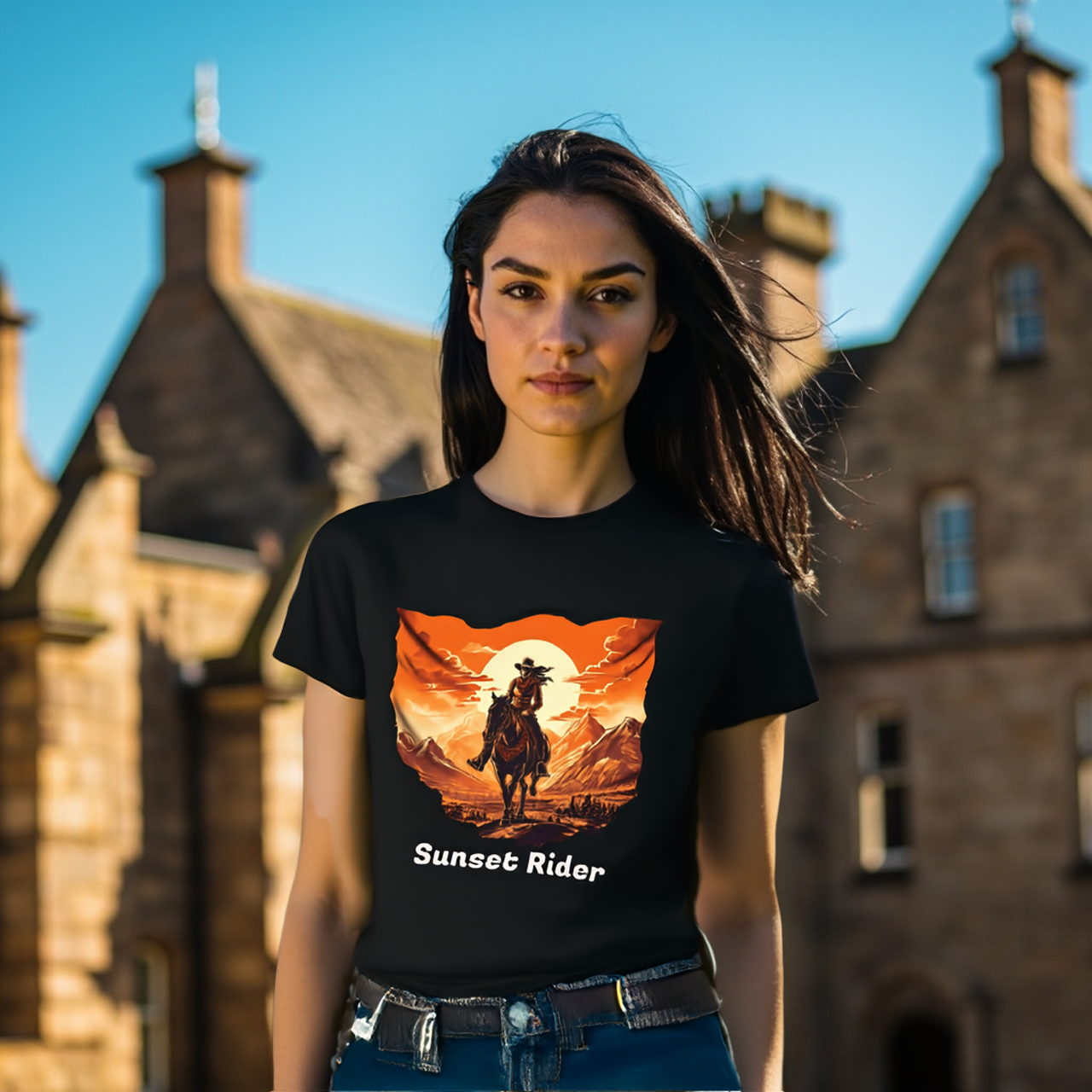 Sunset Rider Country Western Aesthetic Tee by Roger Sampson product thumbnail image