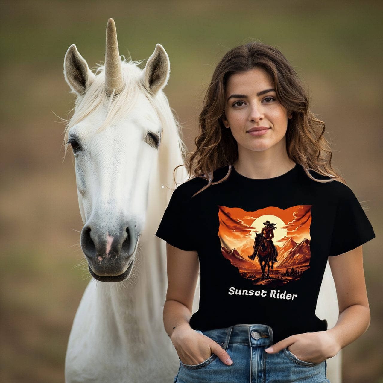 Sunset Rider Country Western Aesthetic Tee by Roger Sampson Sunset Rider Country Western Aesthetic Tee by Roger Sampson