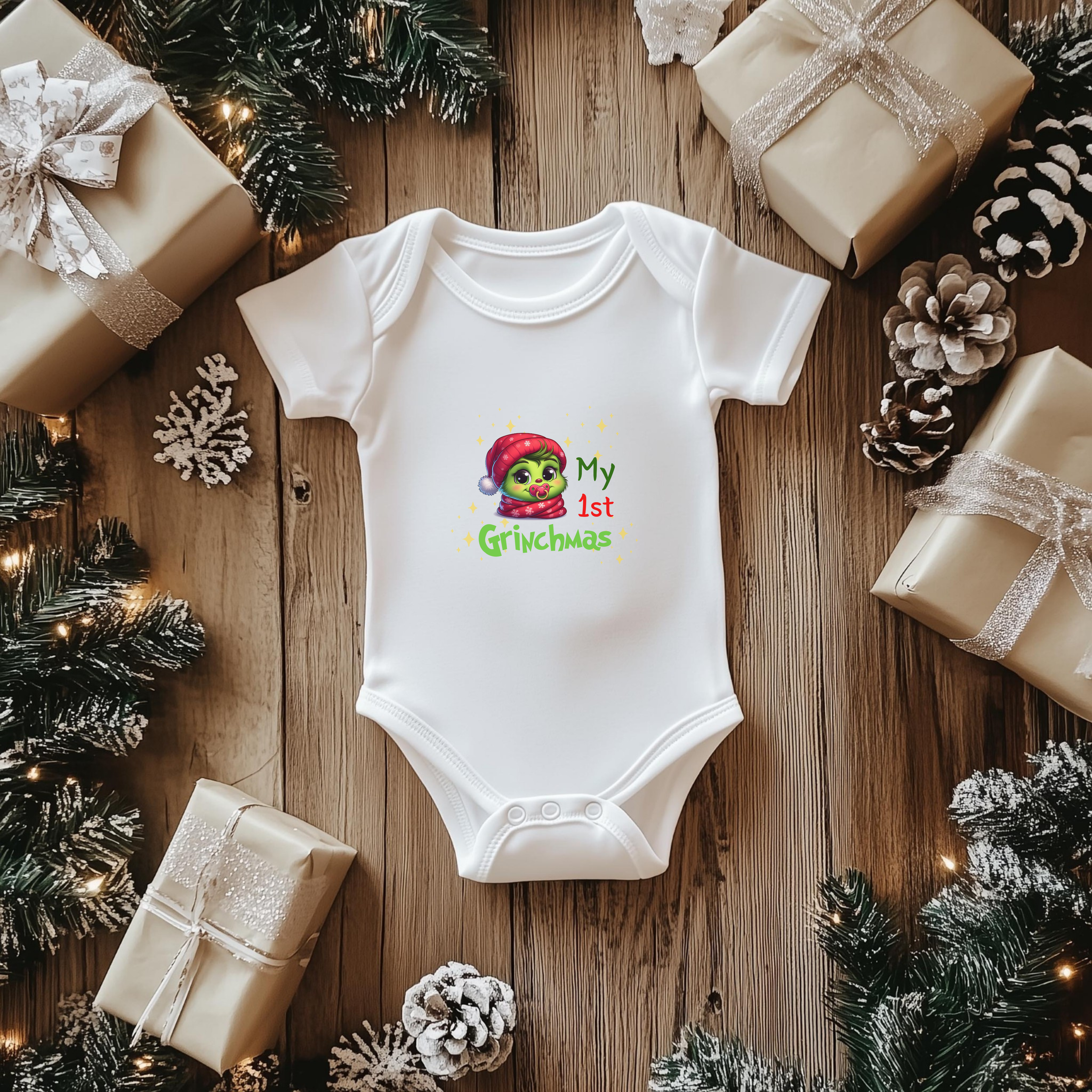My 1st Grinchmas Baby Bodysuit - Infant Christmas Onesie My 1st Grinchmas Baby Bodysuit - Infant Christmas Onesie