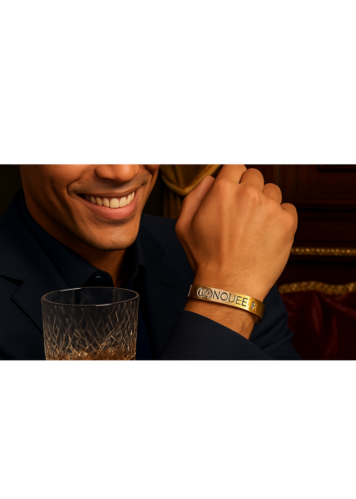 Engraved Gold Cuff Bracelet — Matthew 6:33 "Conquer All" Inspirational Quote