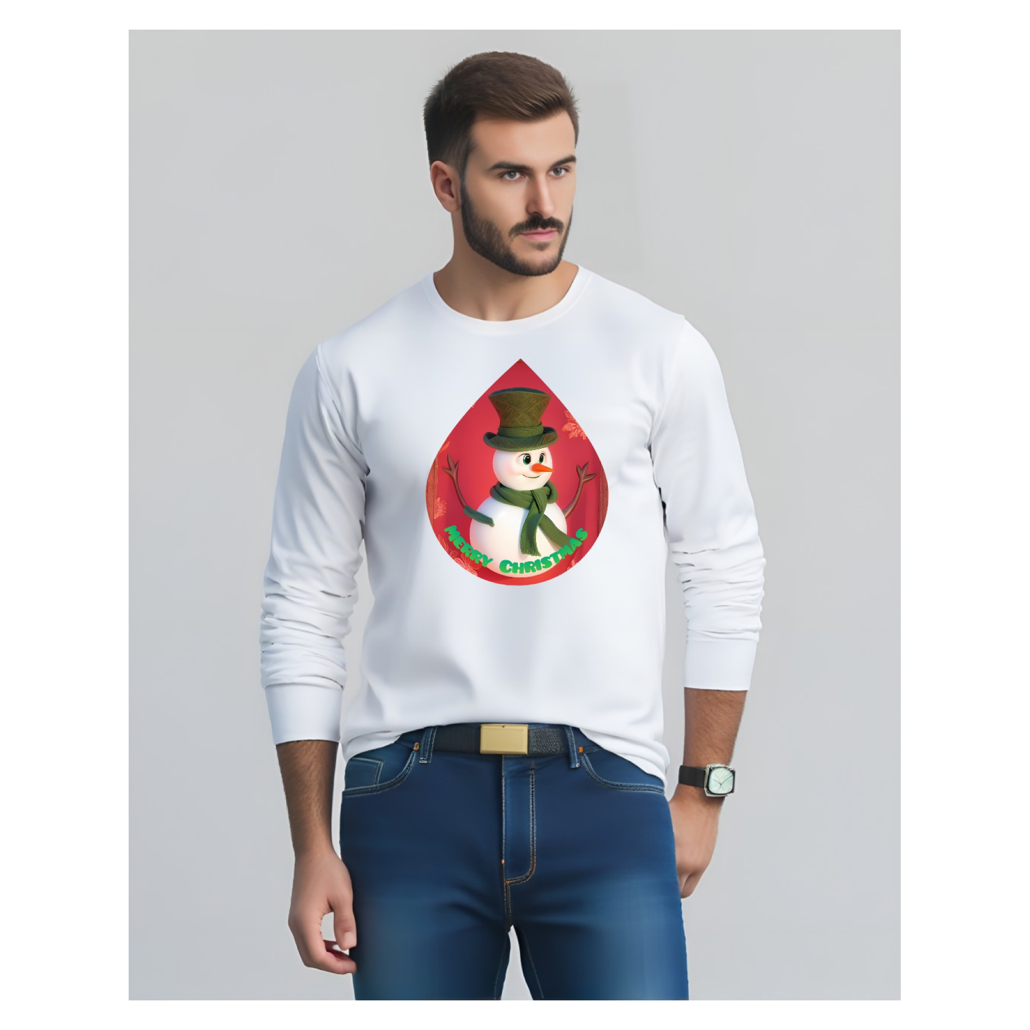 Snowman Merry Christmas Long Sleeve Tee — Festive Holiday Shirt Snowman Merry Christmas Long Sleeve Tee — Festive Holiday Shirt
