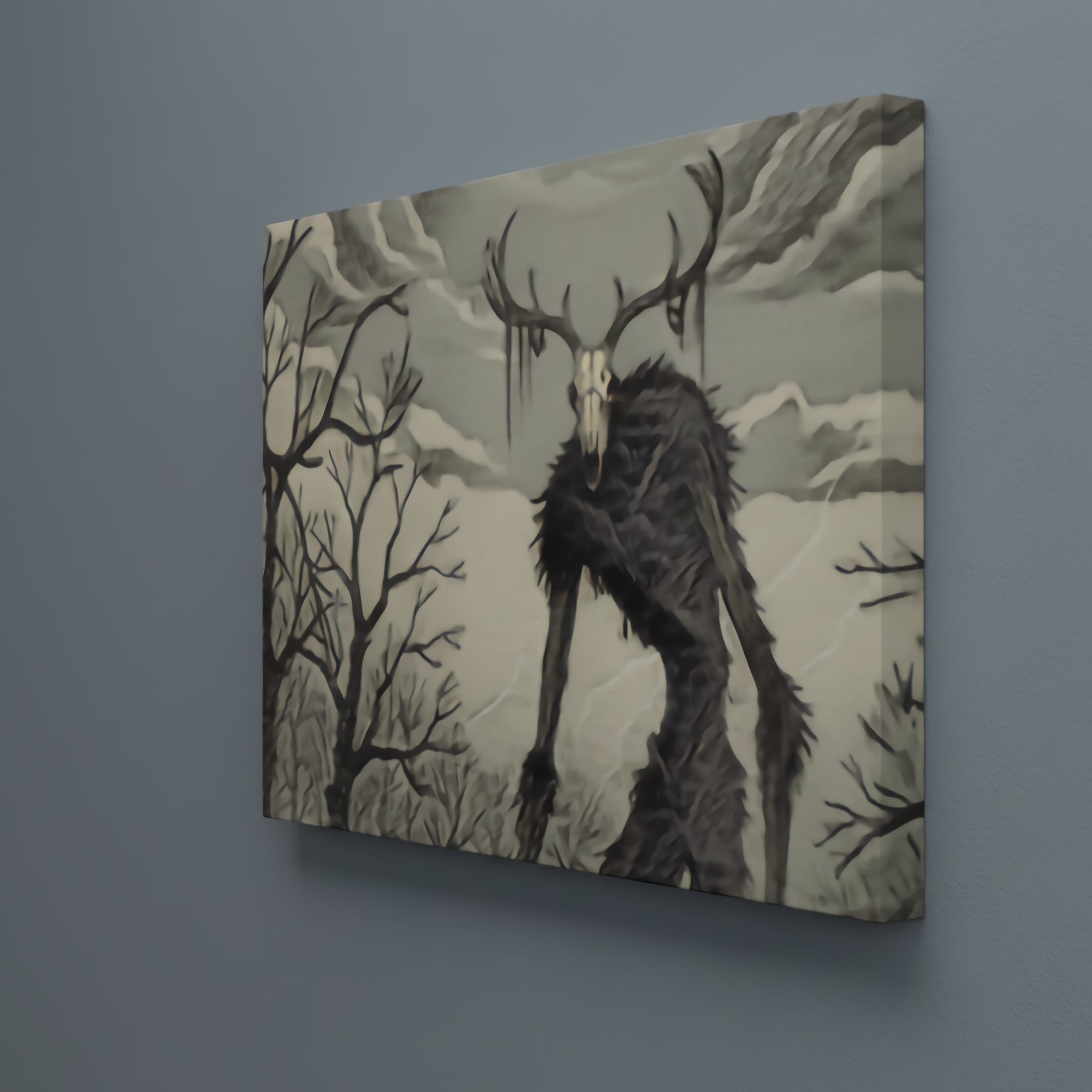 Wendigo Canvas Wall Art: North American Folklore Horror, Cryptid Art Print, Mythology Decor, Gothic Gift for Book Lovers product thumbnail image Wendigo Canvas Wall Art: North American Folklore Horror, Cryptid Art Print, Mythology Decor, Gothic Gift for Book Lovers product thumbnail image