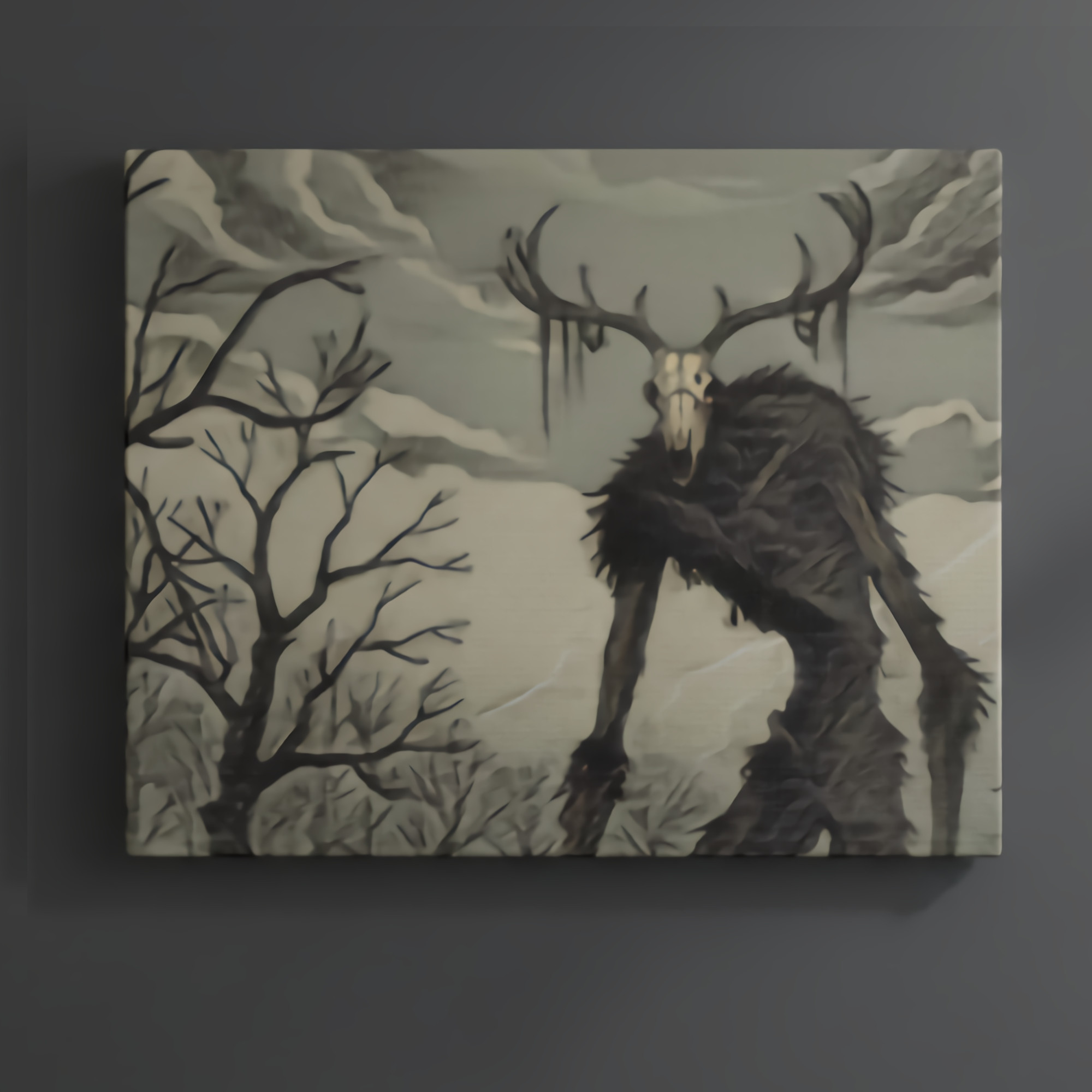 Wendigo Canvas Wall Art: North American Folklore Horror, Cryptid Art Print, Mythology Decor, Gothic Gift for Book Lovers Wendigo Canvas Wall Art: North American Folklore Horror, Cryptid Art Print, Mythology Decor, Gothic Gift for Book Lovers