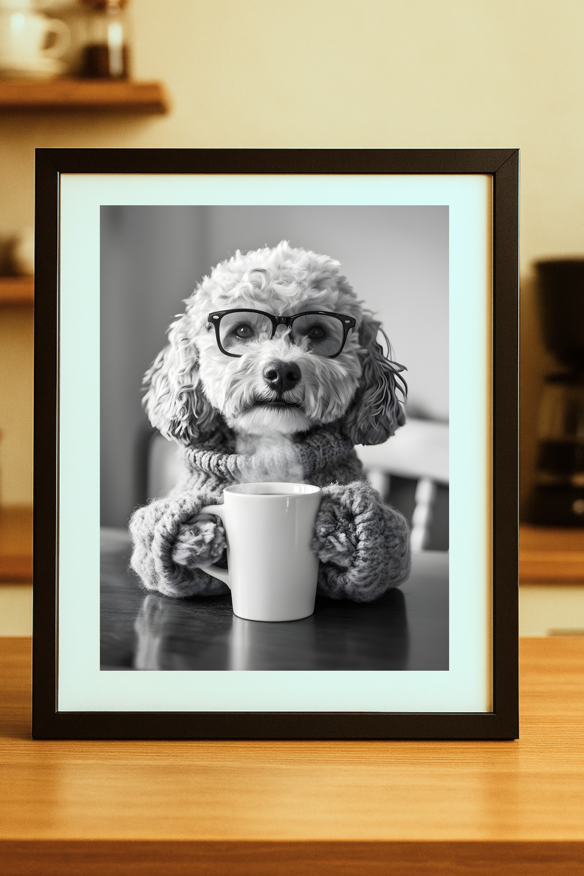 Cockapoo Dog with Coffee Poster —Funny Wall Art Print product thumbnail image Cockapoo Dog with Coffee Poster —Funny Wall Art Print product thumbnail image