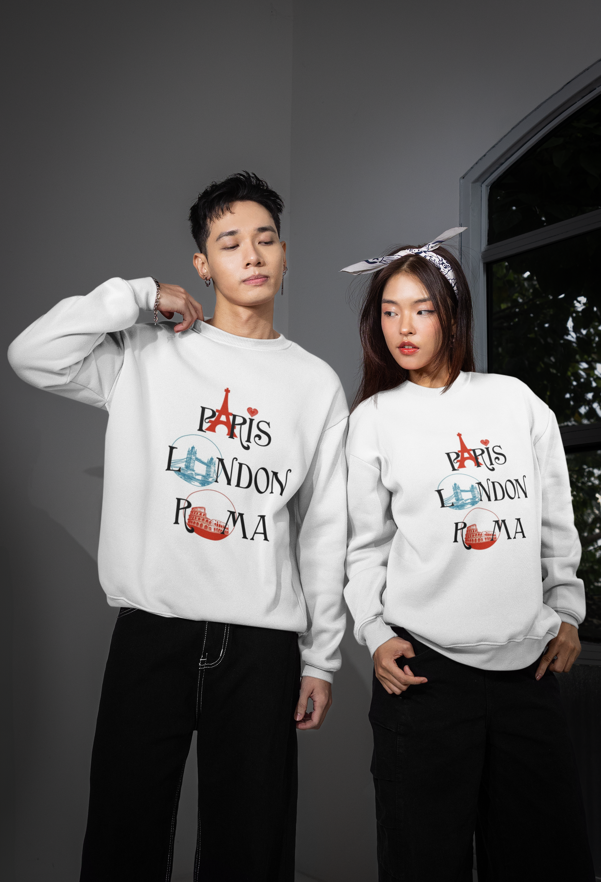 City Landmarks Sweatshirt – Paris London Roma Travel Crewneck City Landmarks Sweatshirt – Paris London Roma Travel Crewneck