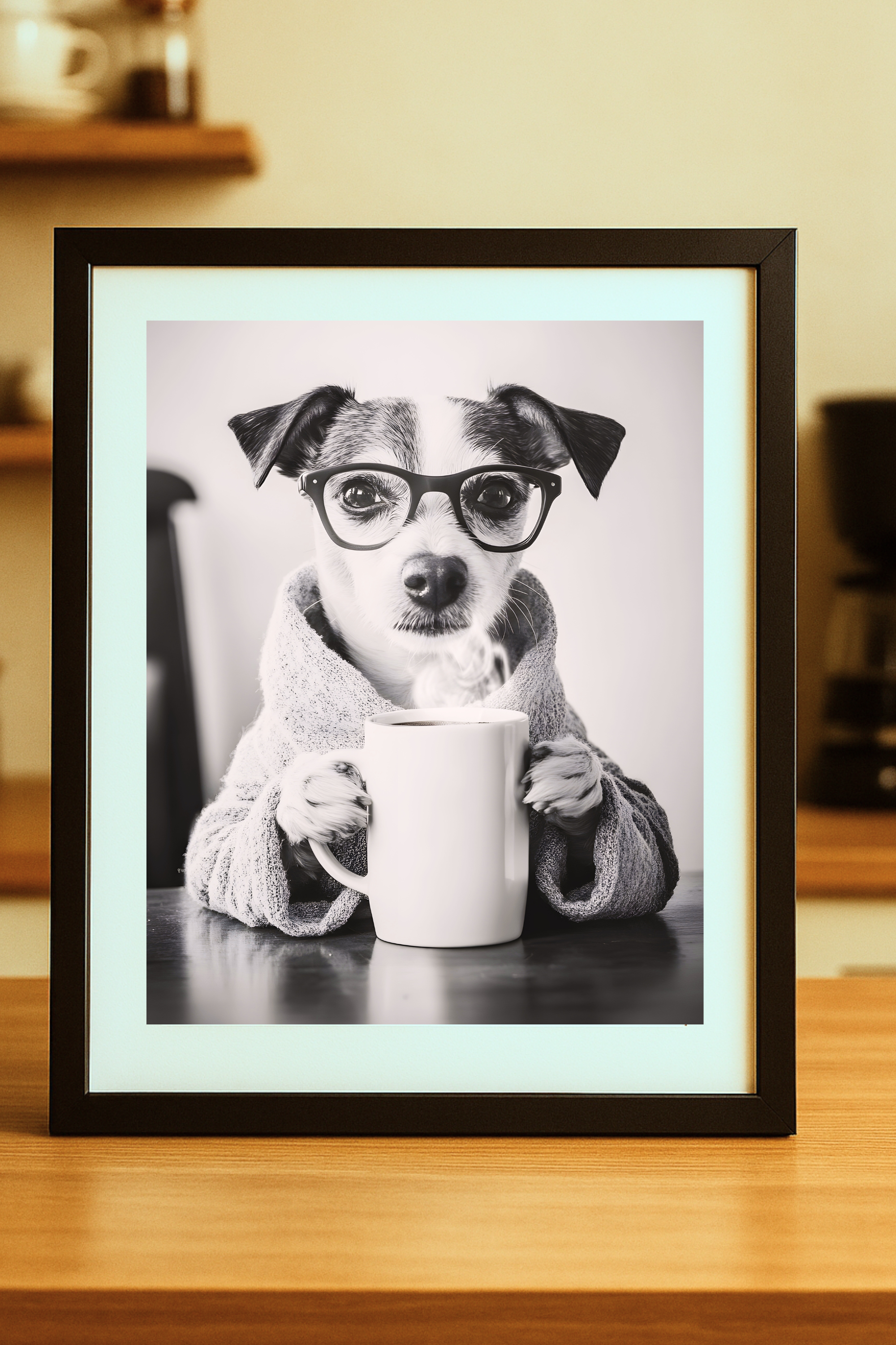 Jack Russell Dog with Coffee Poster — Funny Wall Art Print product thumbnail image