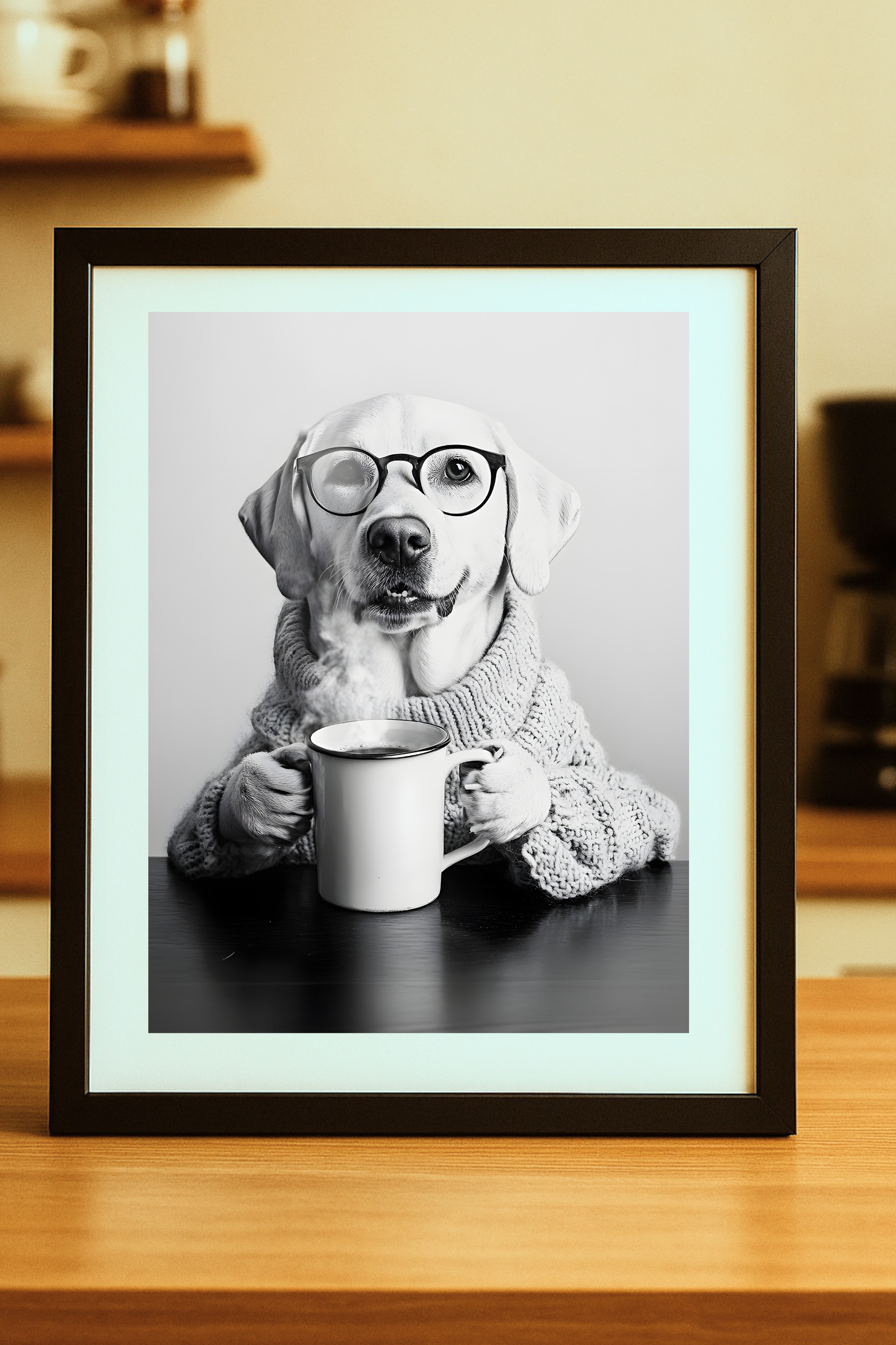 Labrador Retriever dog with Coffee Poster — Funny Wall Art Print product thumbnail image