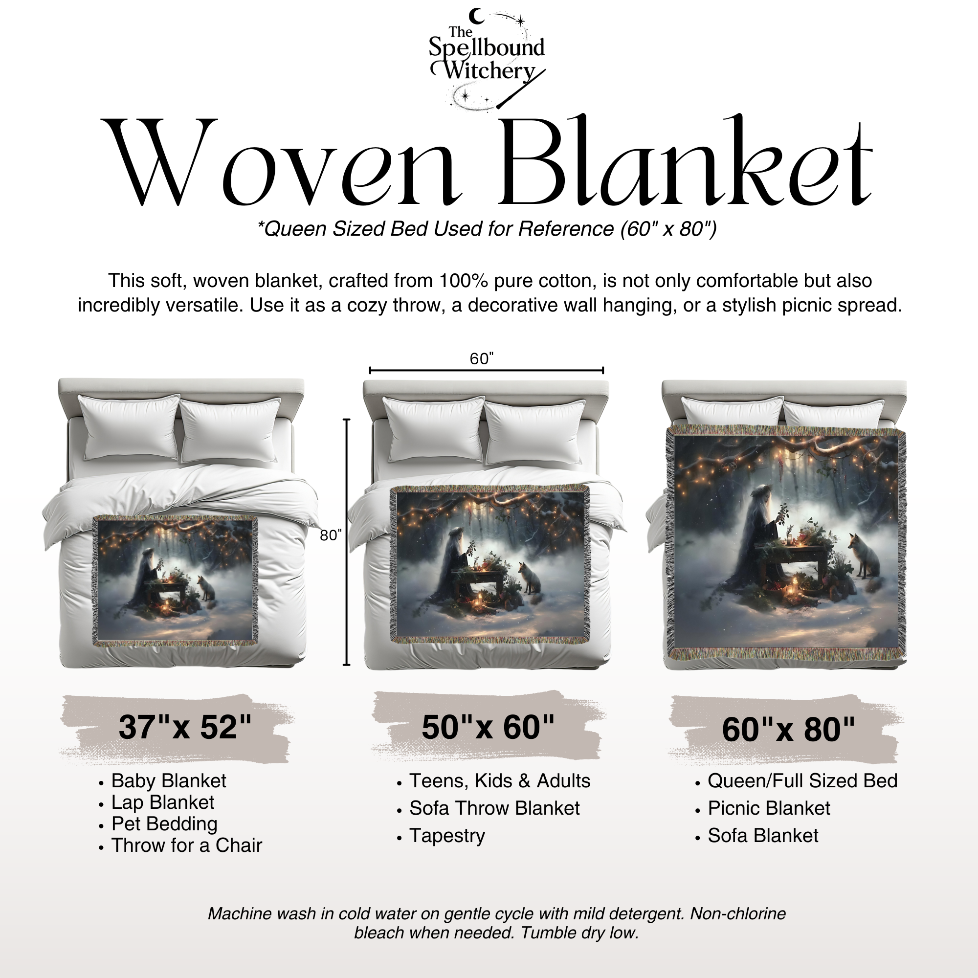 (U.S.) Solstice Witch Forest Woven Blanket. Tapesty — Fox, Altar & Candlelight Winter Throw (Horizontal) product thumbnail image (U.S.) Solstice Witch Forest Woven Blanket. Tapesty — Fox, Altar & Candlelight Winter Throw (Horizontal) product thumbnail image