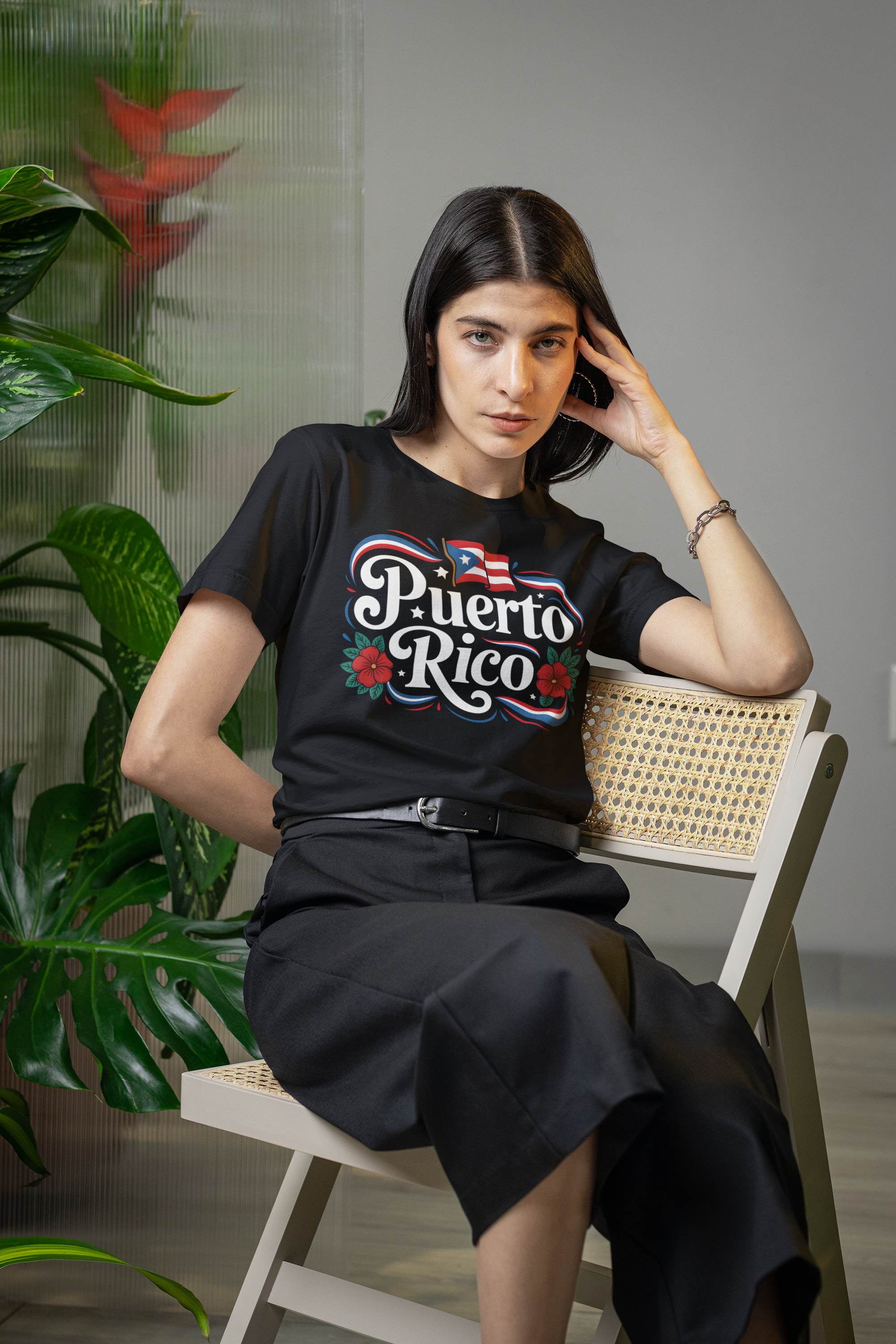 Puerto Rico Floral Flag T-Shirt product thumbnail image