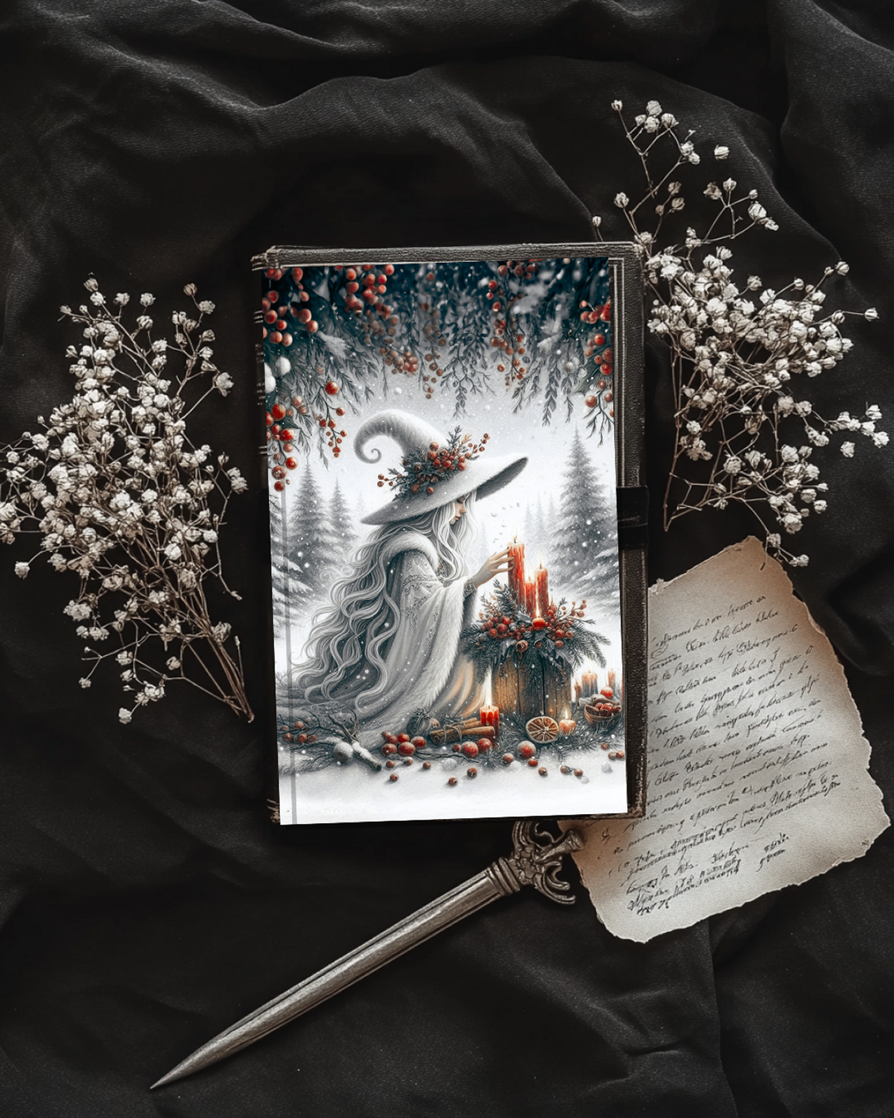 (U.S.) Winter Witch Hardcover Journal — Mystical Holiday Grimoire Notebook product thumbnail image
