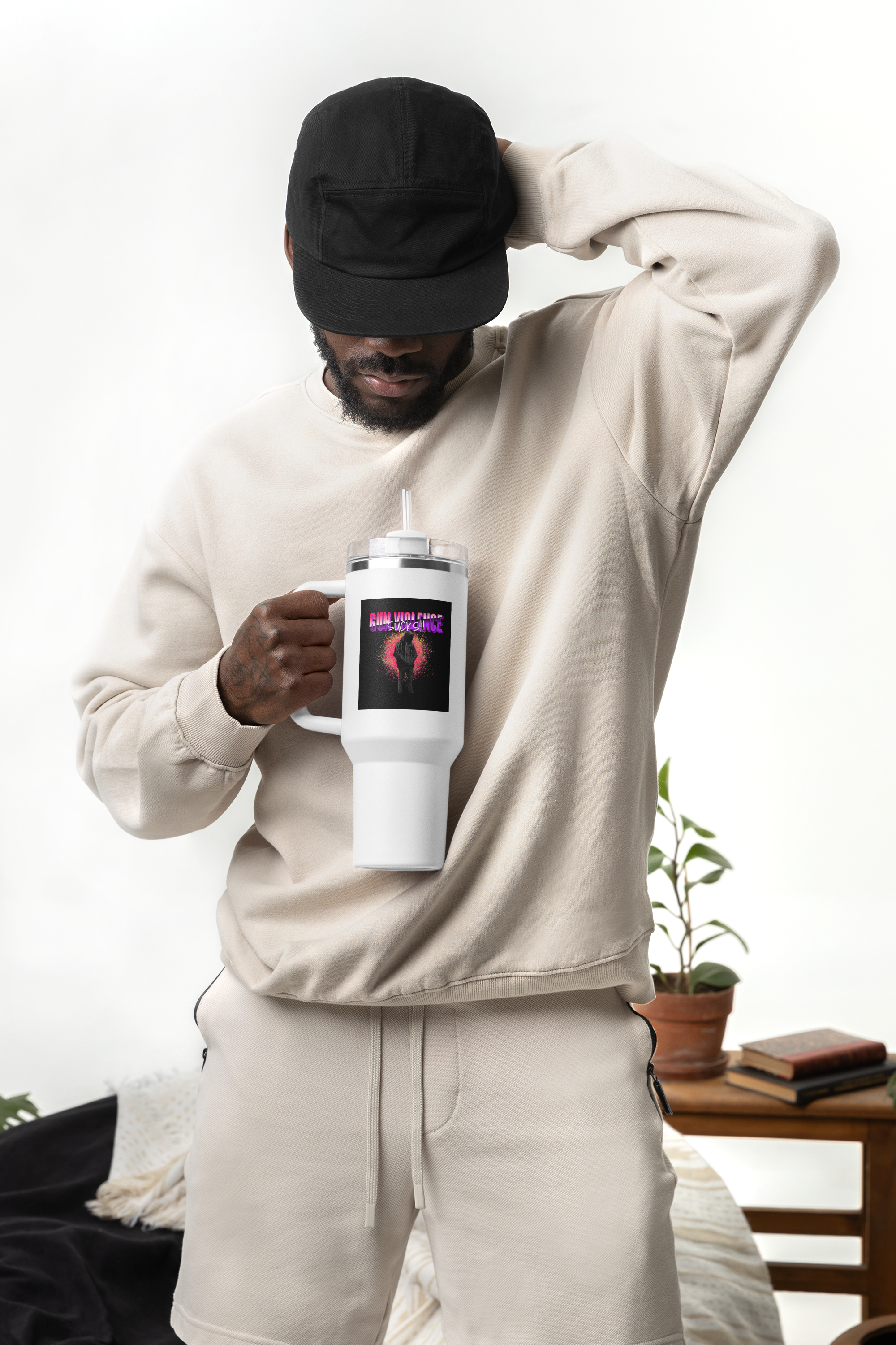 40 oz Insulated Travel Tumbler with Reusable Straw – “Be Good In The Hood” Anti-Violence Message | LifeCoachDesigns.shop Exclusive