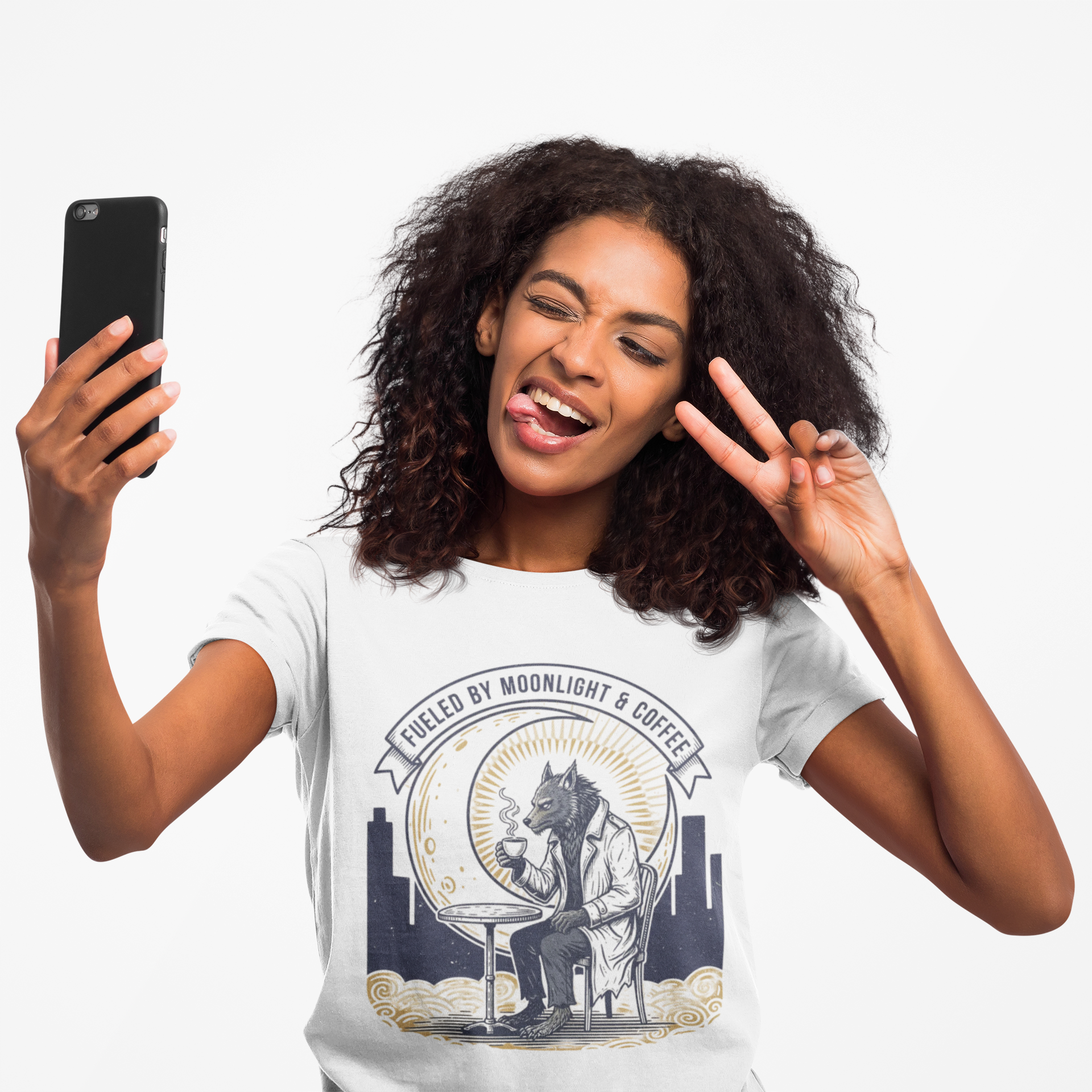 Wolf Coffee T-Shirt — "Fueled by Moonlight & Coffee" Graphic Tee product thumbnail image Wolf Coffee T-Shirt — "Fueled by Moonlight & Coffee" Graphic Tee product thumbnail image
