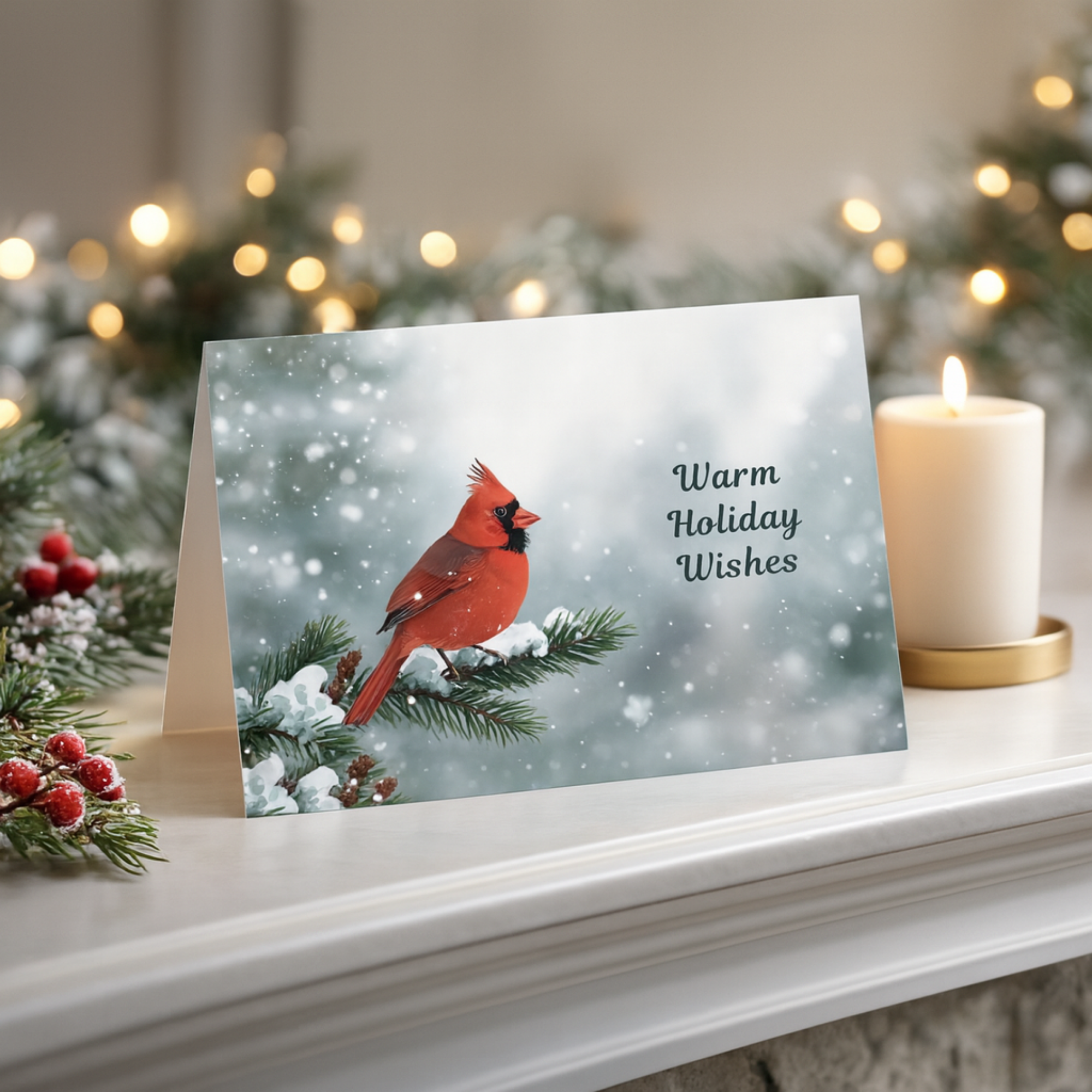 Warm Holiday Wishes Cardinal Christmas Card Winter Bird Greeting Card Snowy Cardinal Holiday Stationery Festive Christmas Card for Gifting product thumbnail image Warm Holiday Wishes Cardinal Christmas Card Winter Bird Greeting Card Snowy Cardinal Holiday Stationery Festive Christmas Card for Gifting product thumbnail image