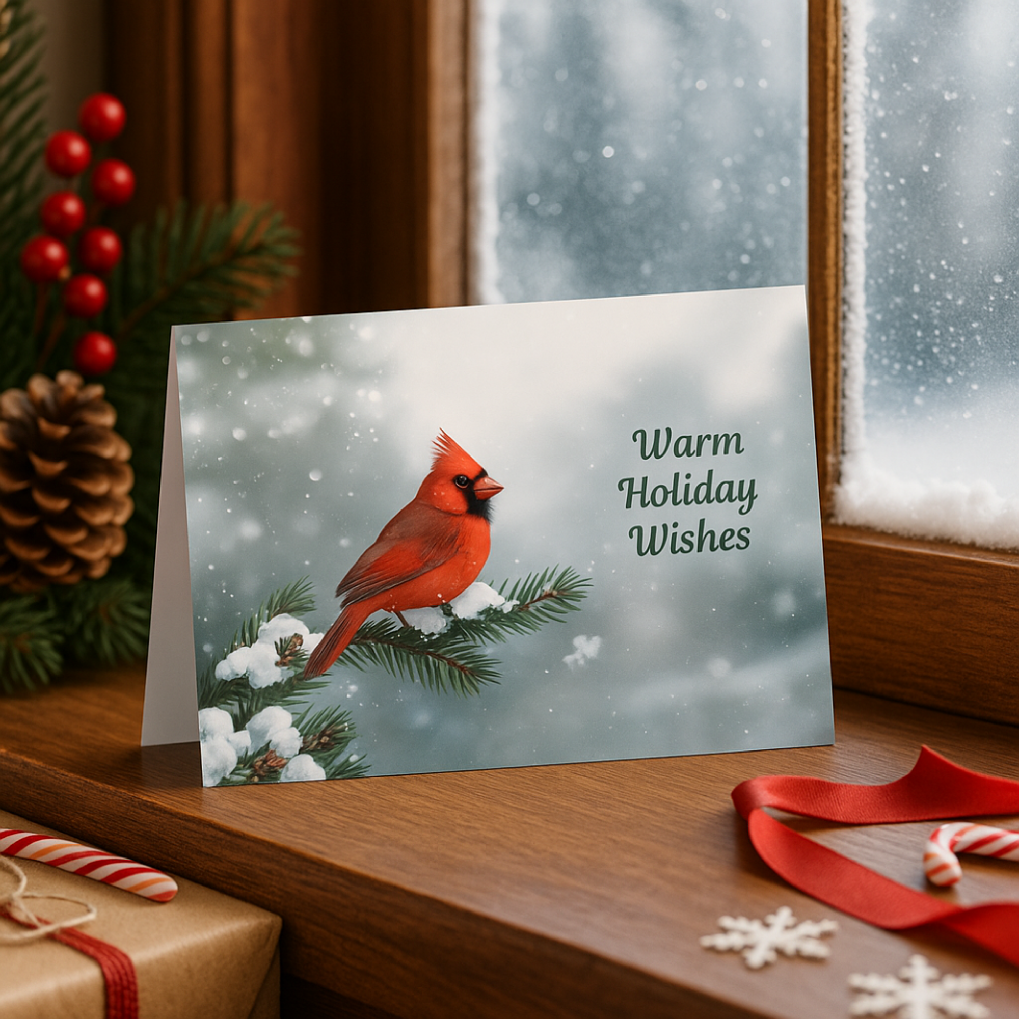 Warm Holiday Wishes Cardinal Christmas Card Winter Bird Greeting Card Snowy Cardinal Holiday Stationery Festive Christmas Card for Gifting product thumbnail image Warm Holiday Wishes Cardinal Christmas Card Winter Bird Greeting Card Snowy Cardinal Holiday Stationery Festive Christmas Card for Gifting product thumbnail image