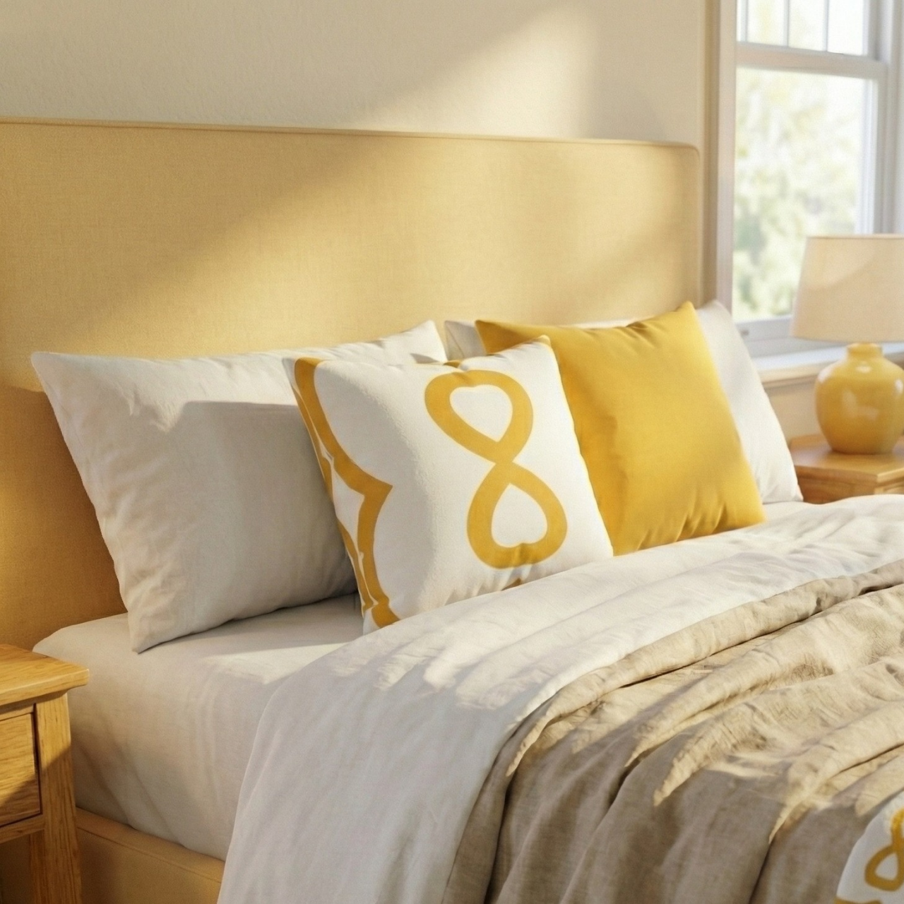 Mustard Yellow Inverted EL Line - Faux Suede Square Pillowcase Mustard Yellow Inverted EL Line - Faux Suede Square Pillowcase