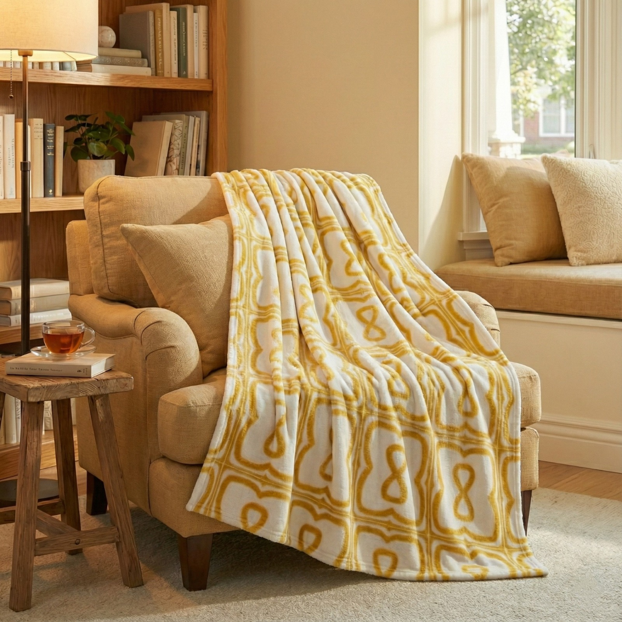 Mustard Yellow EL Line - Velveteen Plush Blanket product thumbnail image Mustard Yellow EL Line - Velveteen Plush Blanket product thumbnail image