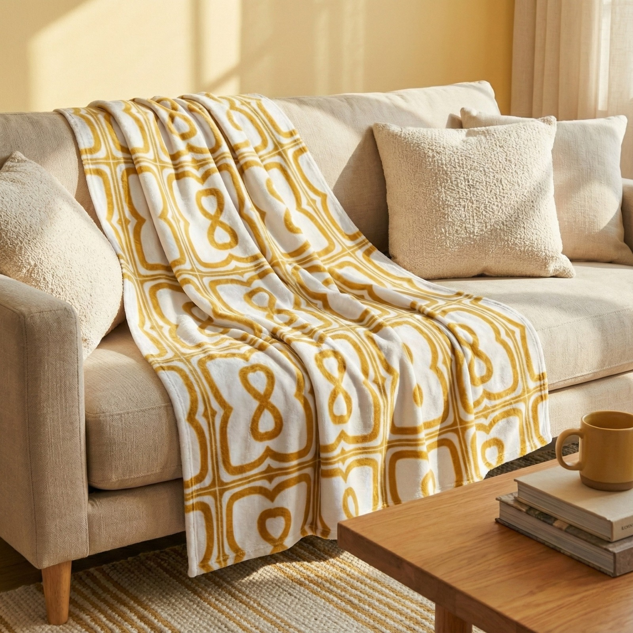 Mustard Yellow EL Line - Velveteen Plush Blanket product thumbnail image Mustard Yellow EL Line - Velveteen Plush Blanket product thumbnail image