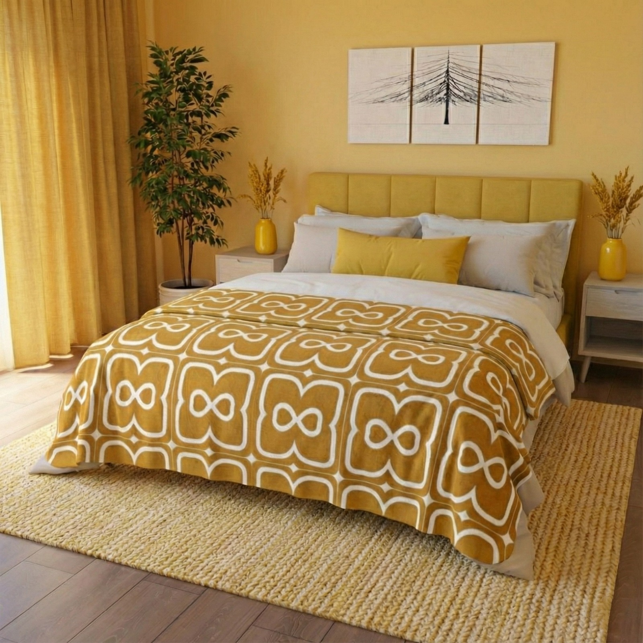 Mustard Yellow EL Line - Fleece Sherpa Blanket product thumbnail image