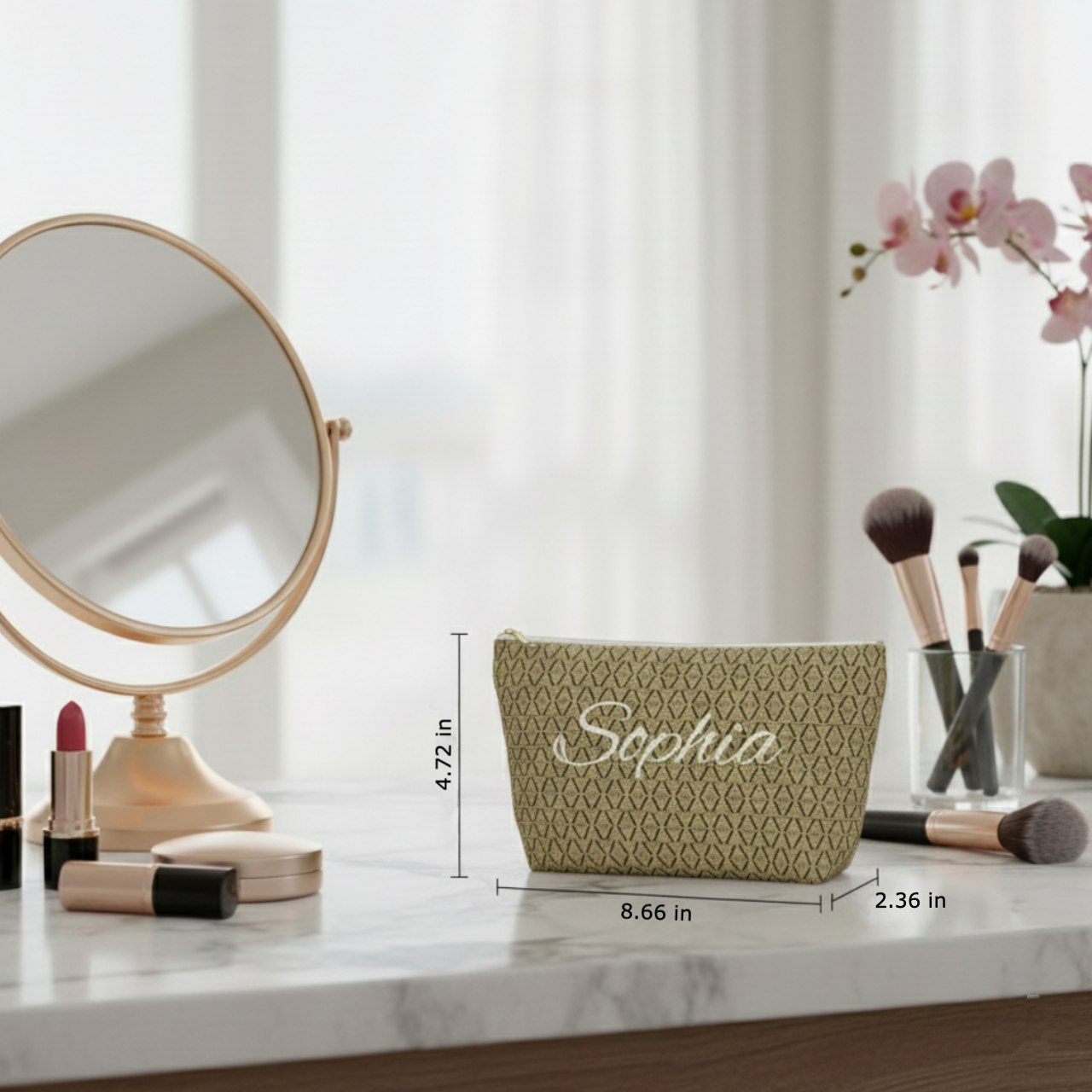 Personalized Boho Accessory Pouch — Custom Name Makeup Bag product thumbnail image Personalized Boho Accessory Pouch — Custom Name Makeup Bag product thumbnail image