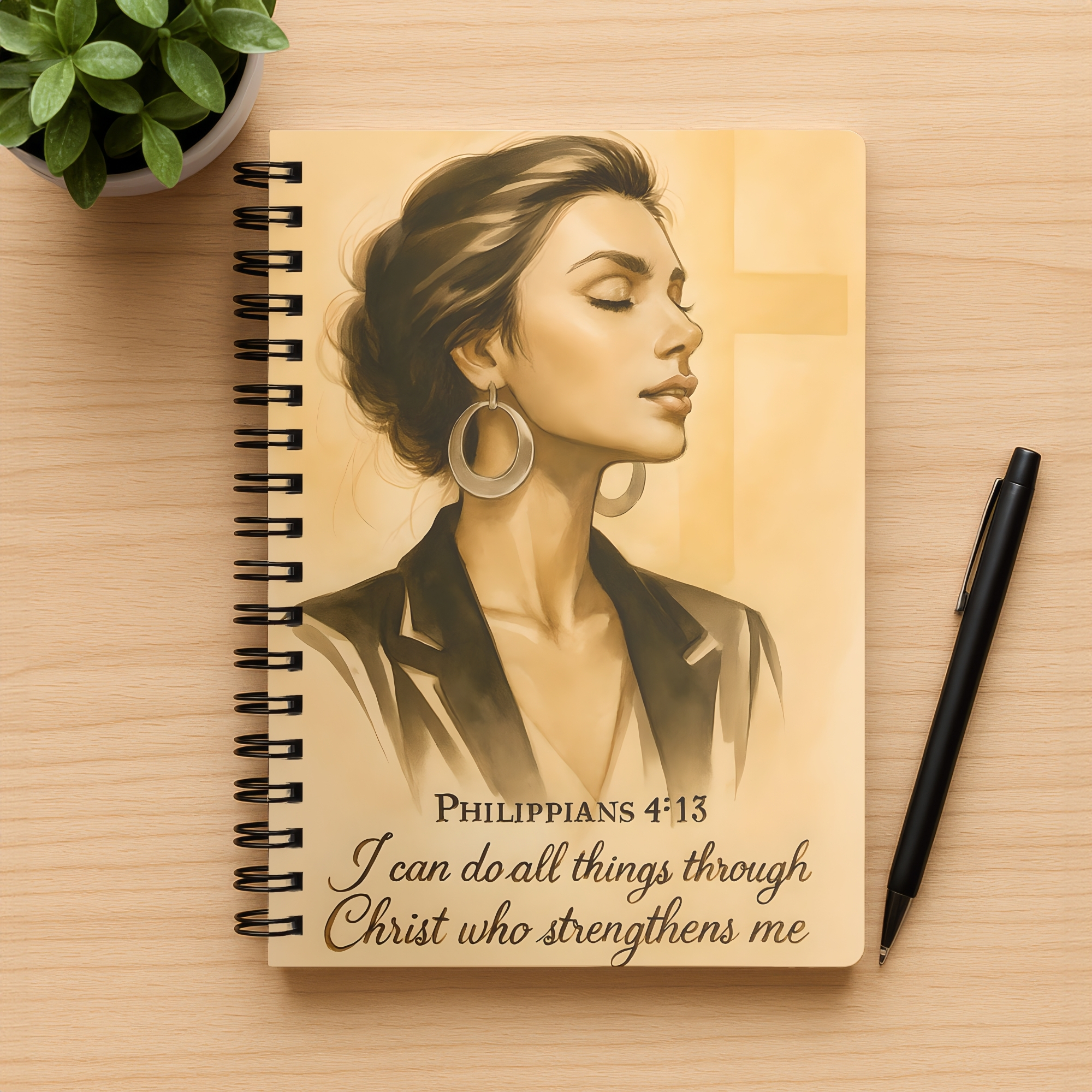 Christian Journal Notebook "Philippians 4:13" Inspirational Spiral Notebook product thumbnail image Christian Journal Notebook "Philippians 4:13" Inspirational Spiral Notebook product thumbnail image