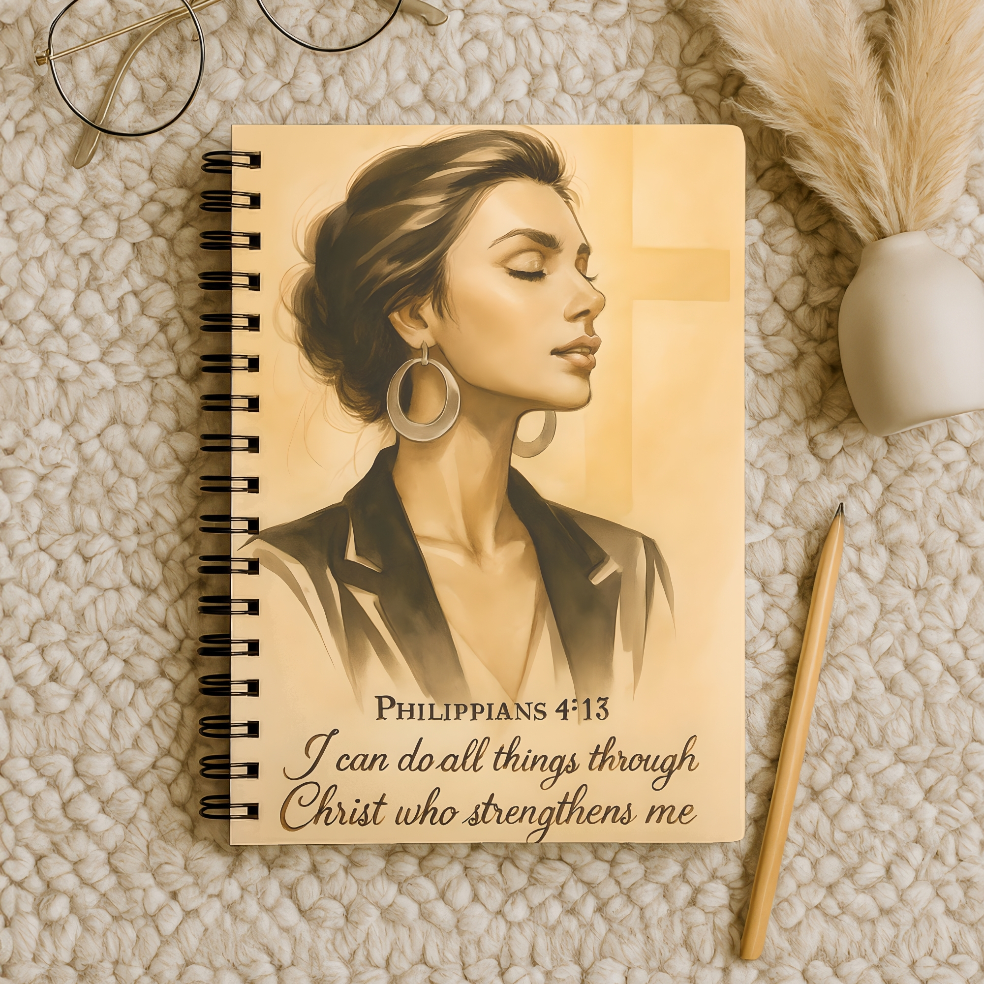 Christian Journal Notebook "Philippians 4:13" Inspirational Spiral Notebook product thumbnail image Christian Journal Notebook "Philippians 4:13" Inspirational Spiral Notebook product thumbnail image