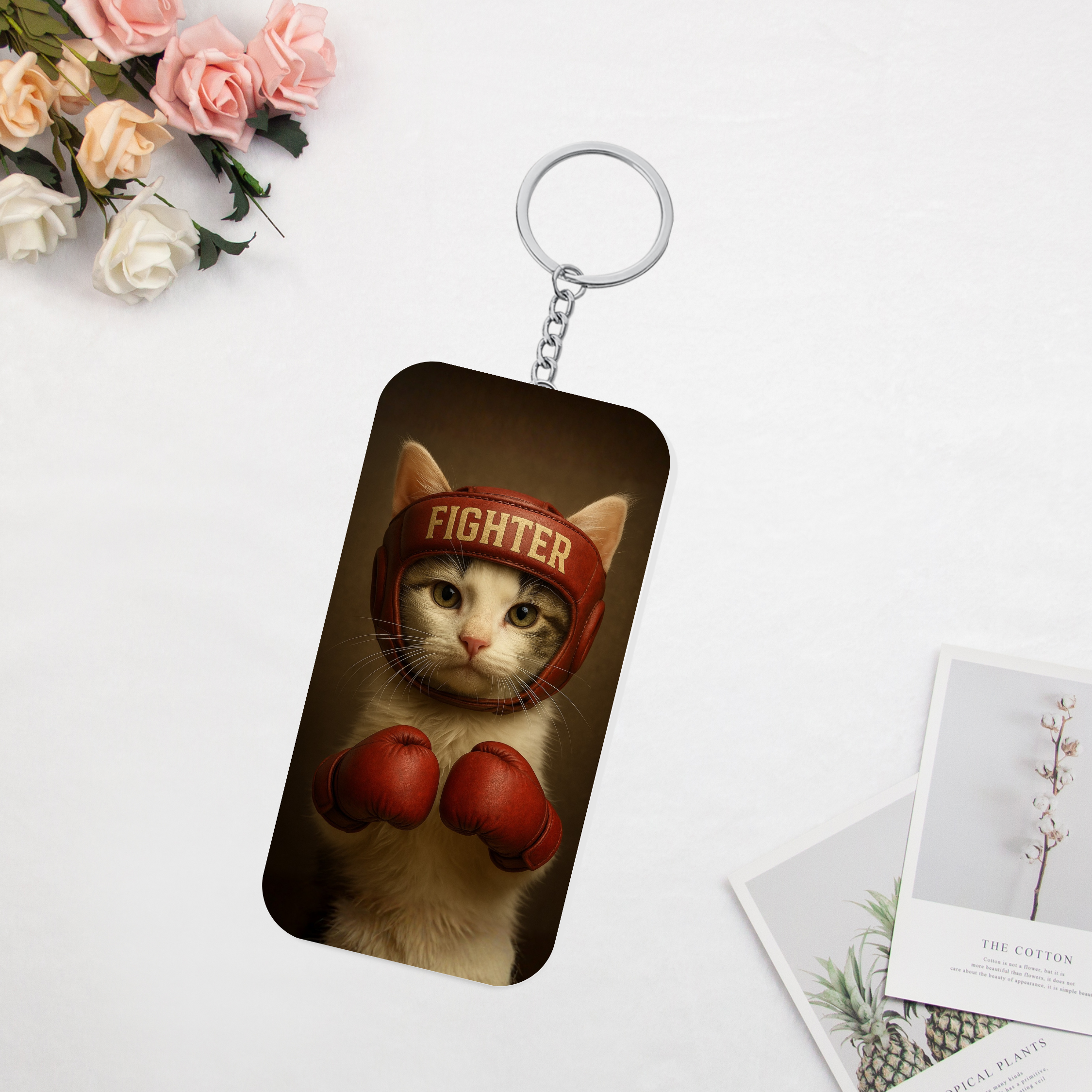 Ed Kitten Keychain Charm — Double‑Sided Boxing Kitten Key Ring product thumbnail image Ed Kitten Keychain Charm — Double‑Sided Boxing Kitten Key Ring product thumbnail image