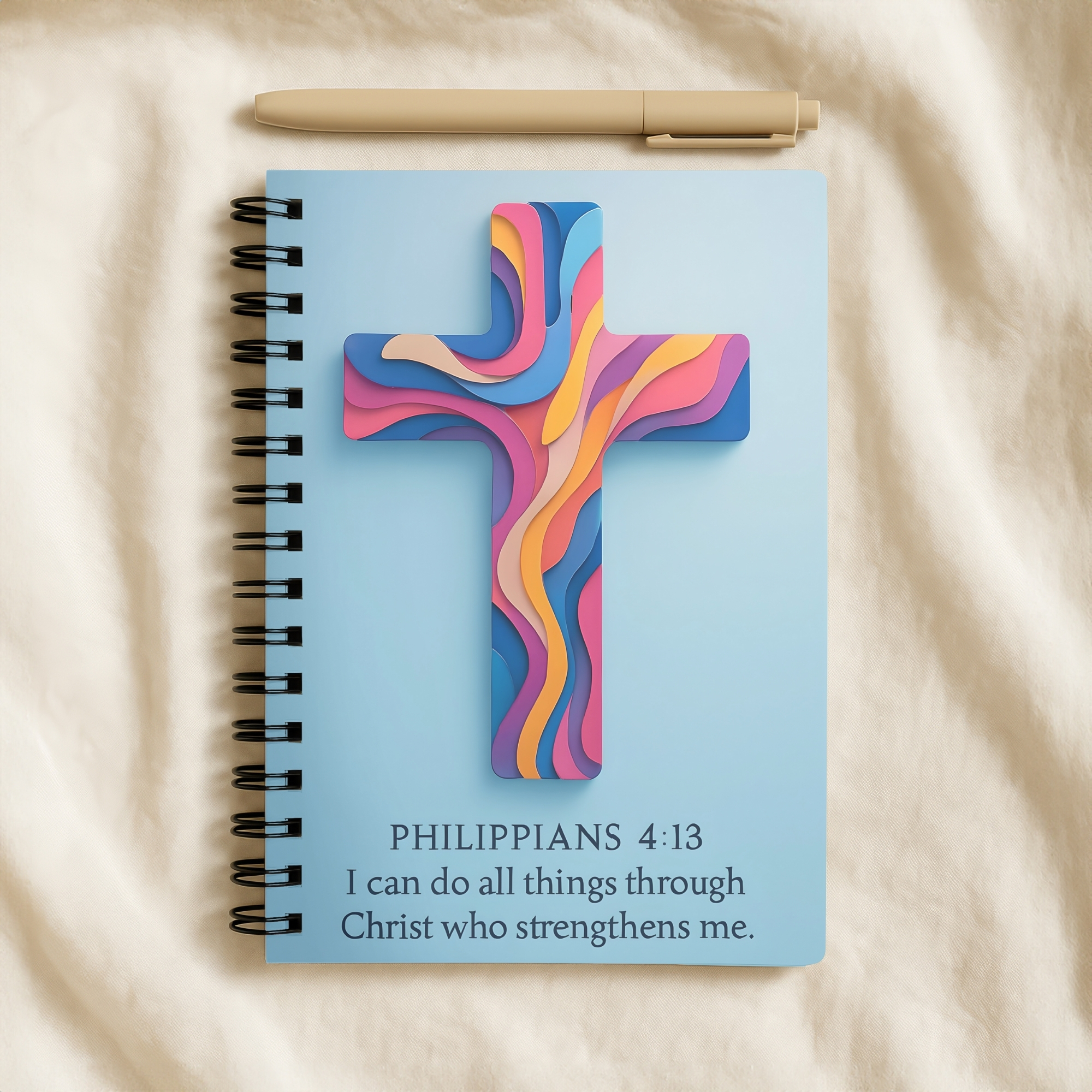 Christian Spiral Notebook Colorful Cross with Philippians 4:13 Ruled Journal product thumbnail image Christian Spiral Notebook Colorful Cross with Philippians 4:13 Ruled Journal product thumbnail image