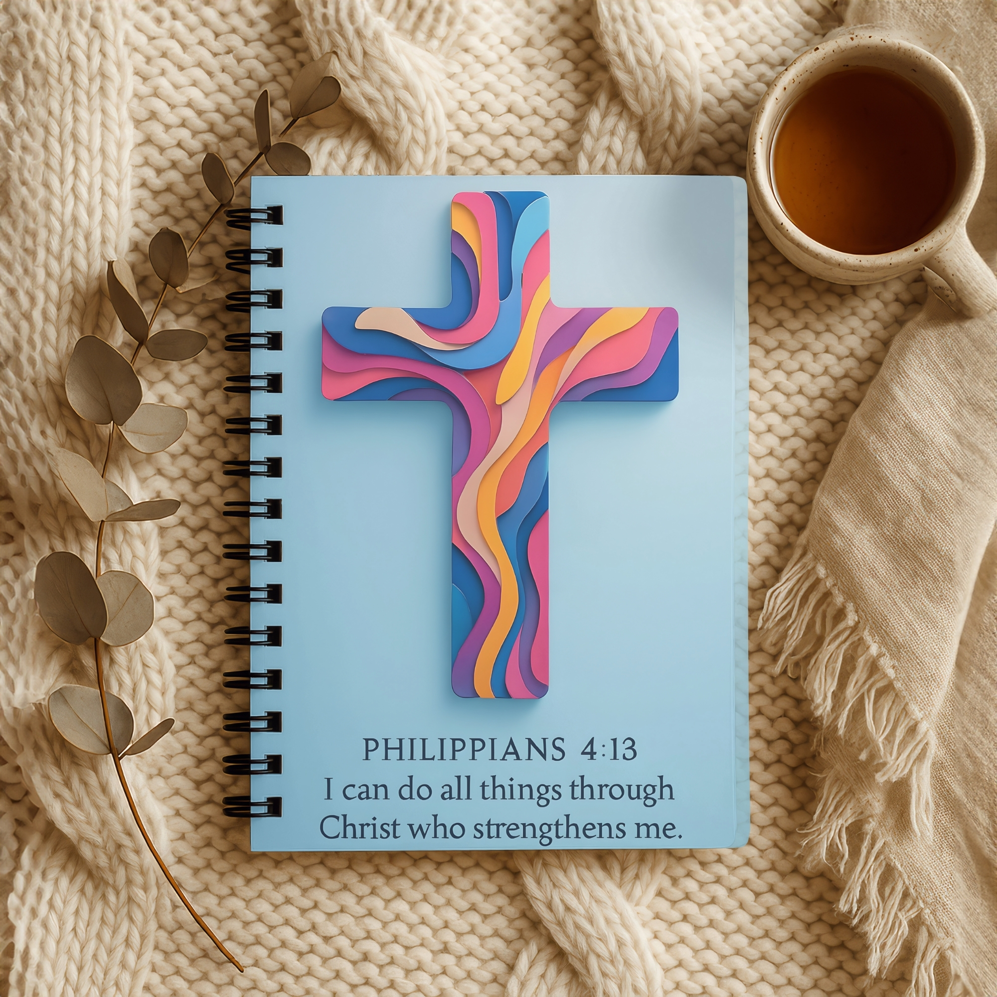 Christian Spiral Notebook Colorful Cross with Philippians 4:13 Ruled Journal product thumbnail image Christian Spiral Notebook Colorful Cross with Philippians 4:13 Ruled Journal product thumbnail image
