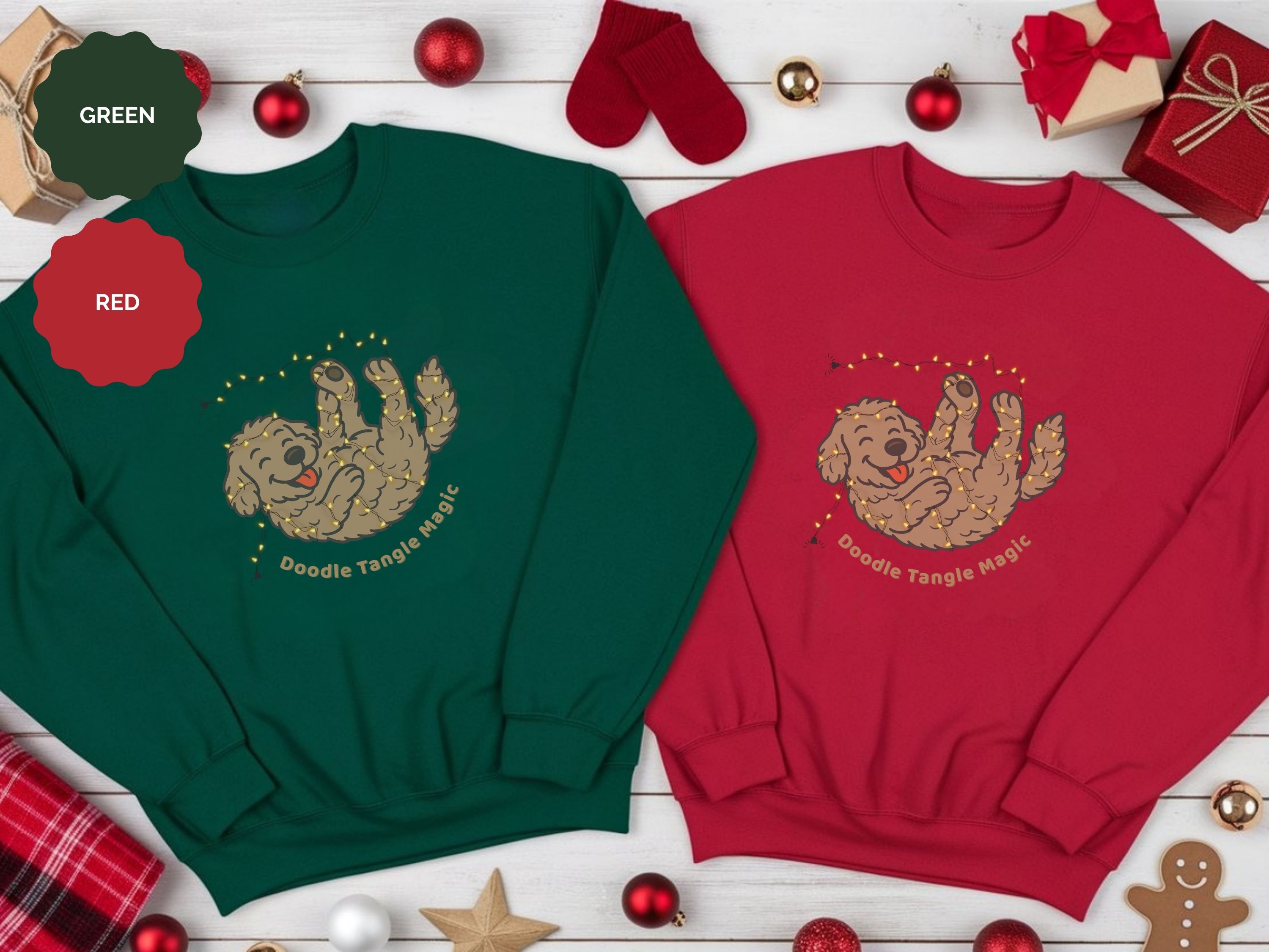 Unisex Goldendoodle Christmas Lights Sweatshirt, Cozy-Warm Fleece Crewneck for Dog Lovers product thumbnail image Unisex Goldendoodle Christmas Lights Sweatshirt, Cozy-Warm Fleece Crewneck for Dog Lovers product thumbnail image