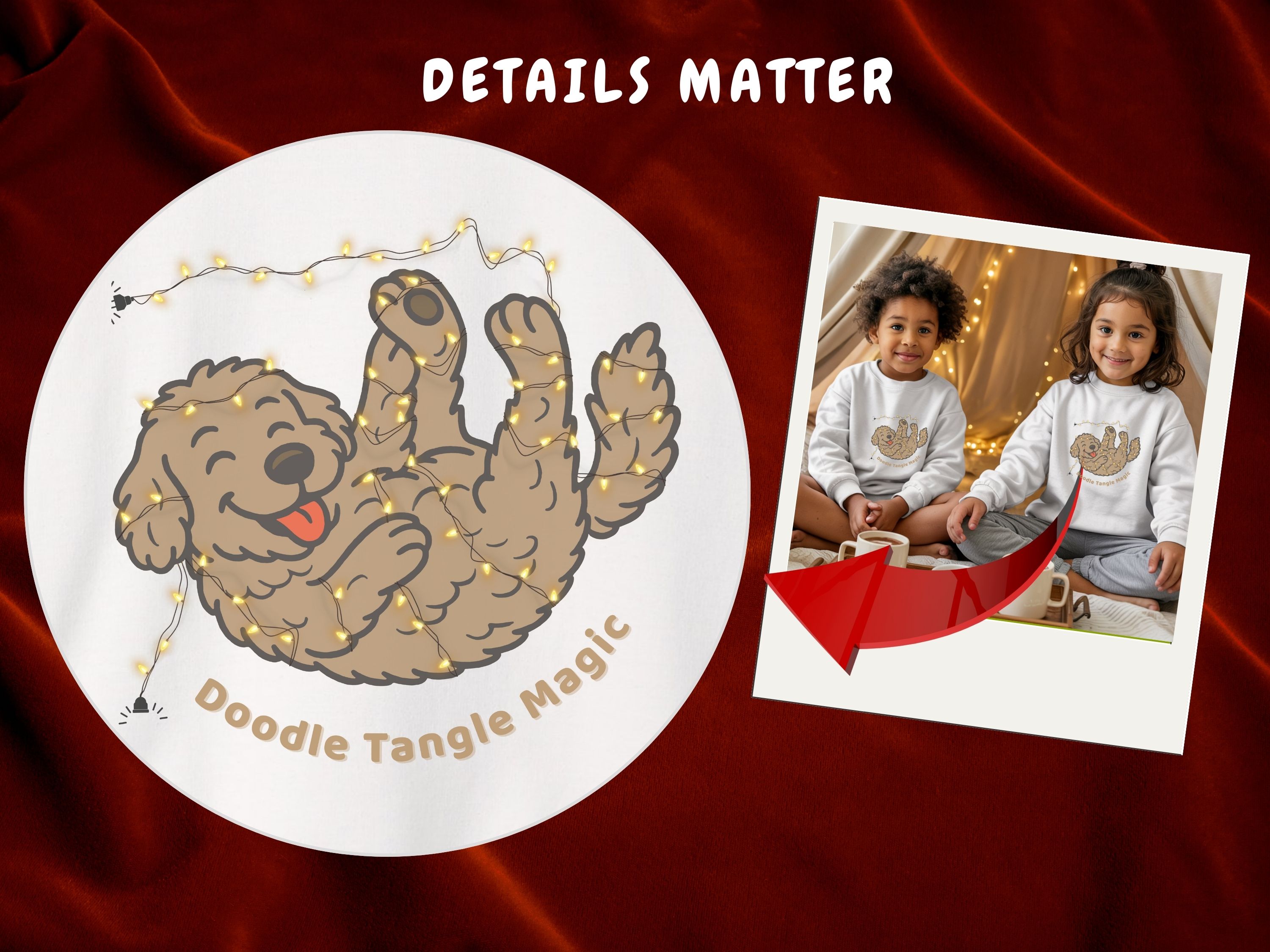 Goldendoodle Christmas Lights Kids Sweatshirt, Cute Dog Lover Ultrasoft Durable Fleece Sweater for Kids product thumbnail image Goldendoodle Christmas Lights Kids Sweatshirt, Cute Dog Lover Ultrasoft Durable Fleece Sweater for Kids product thumbnail image