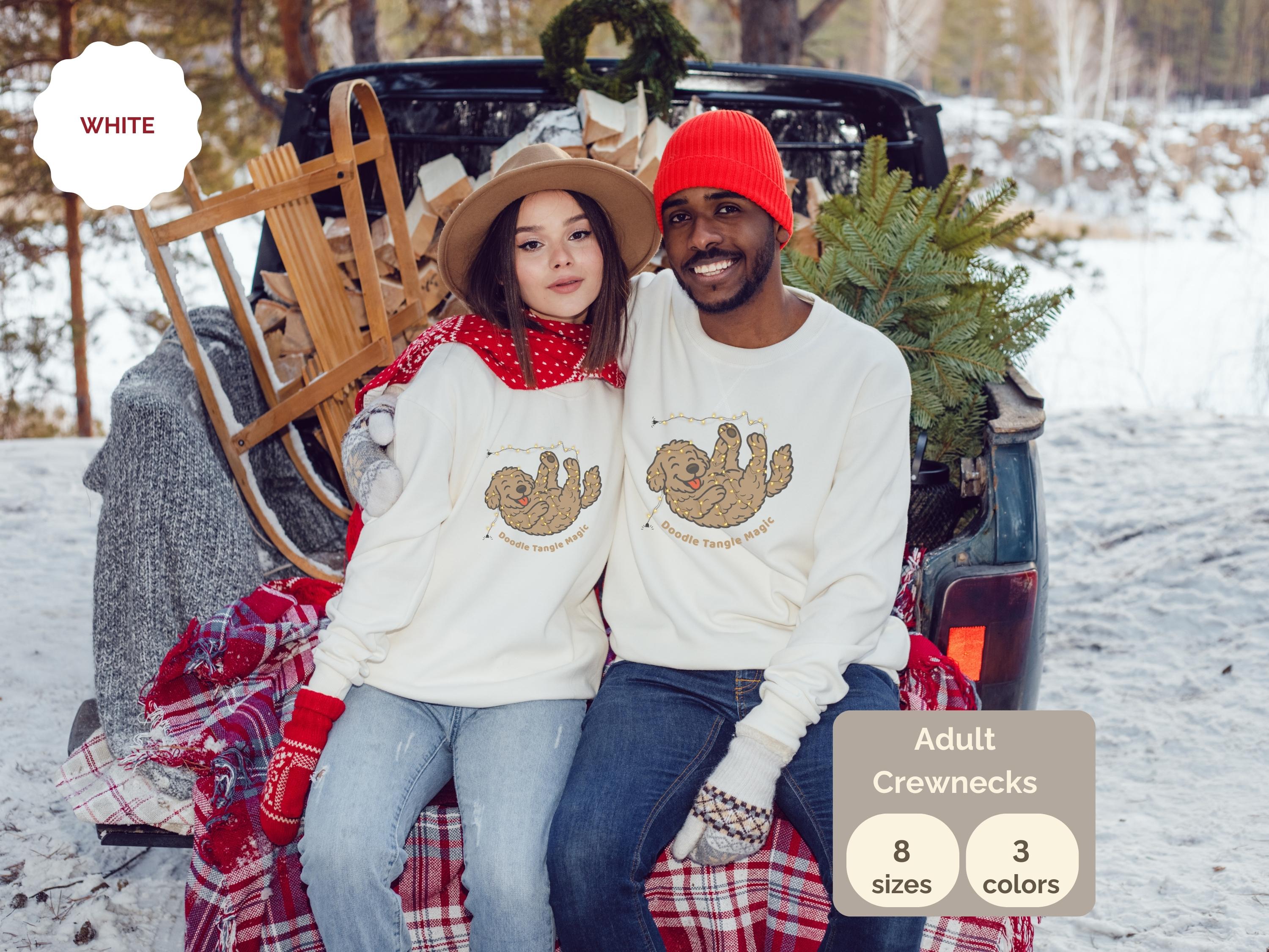 Unisex Goldendoodle Christmas Lights Sweatshirt, Cozy-Warm Fleece Crewneck for Dog Lovers product thumbnail image