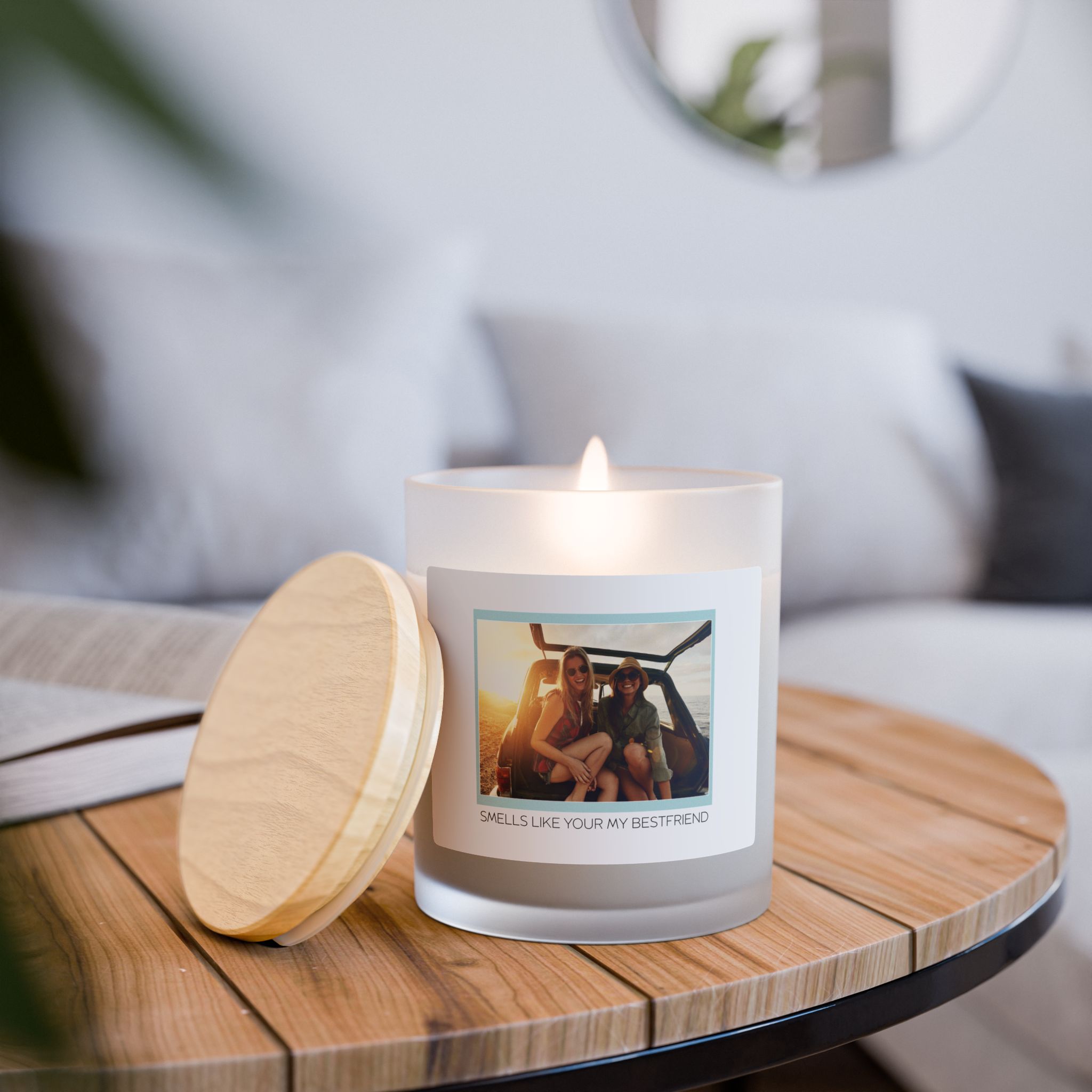 Custom Photo Candle with Personalized Text, Best Friend Gift, Birthday Gift for Bestie, Custom Picture Candle Keepsake, Soy Wax product thumbnail image