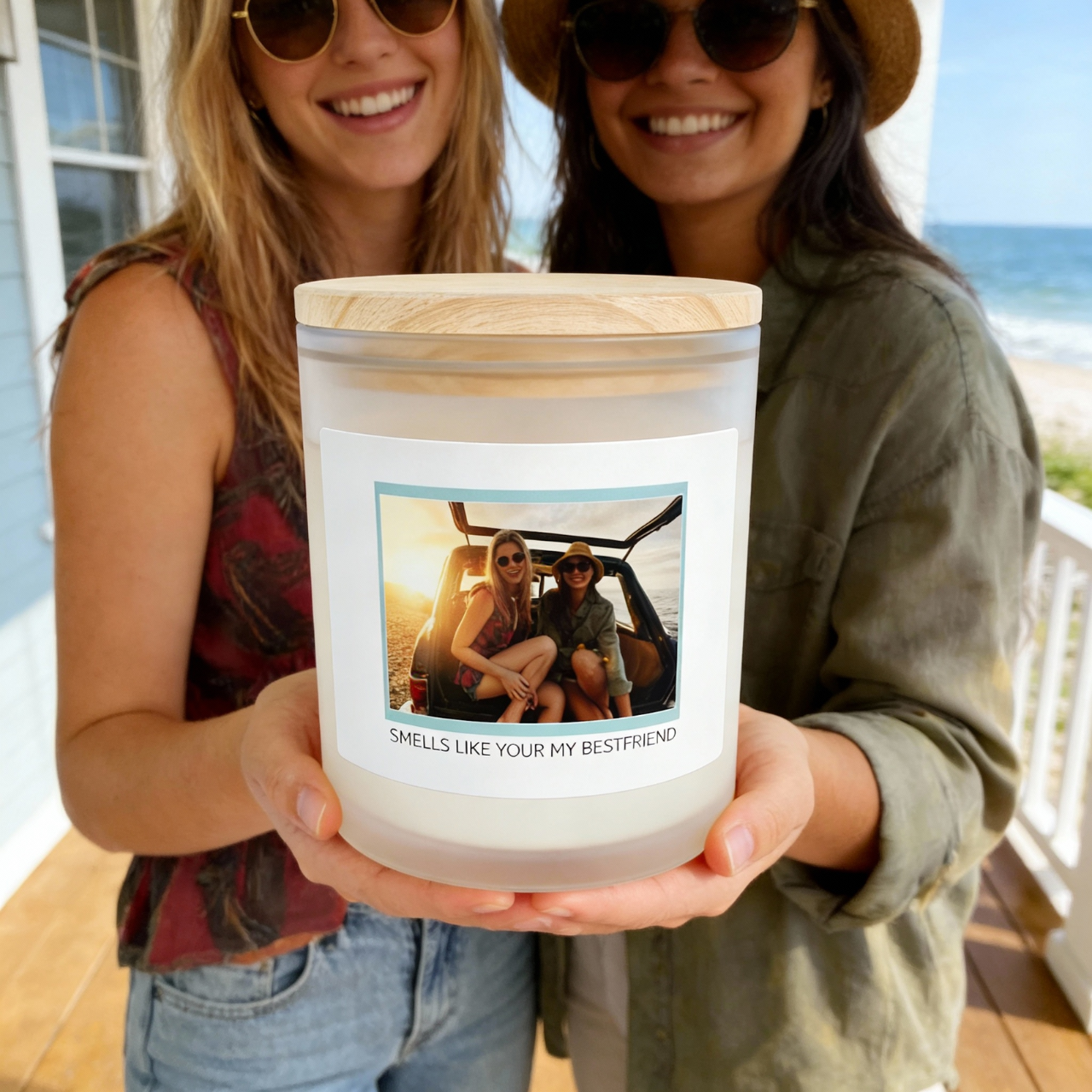 Custom Photo Candle with Personalized Text, Best Friend Gift, Birthday Gift for Bestie, Custom Picture Candle Keepsake, Soy Wax