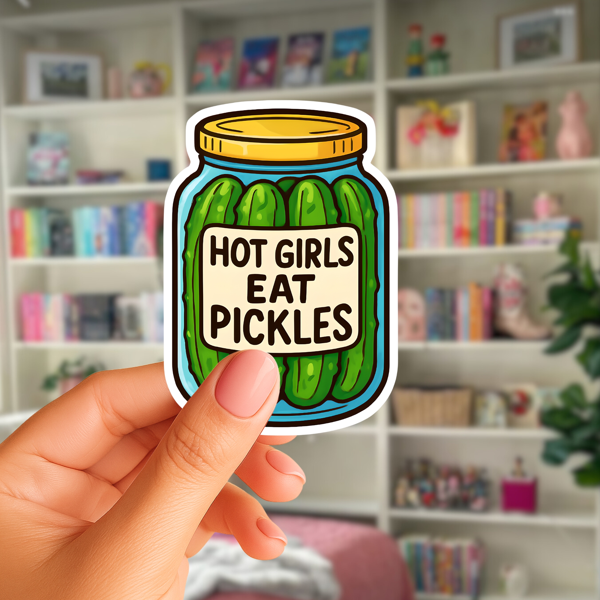 Kiss-Cut Sticker Jar Design "Hot Girls Eat Pickles" product thumbnail image Kiss-Cut Sticker Jar Design "Hot Girls Eat Pickles" product thumbnail image