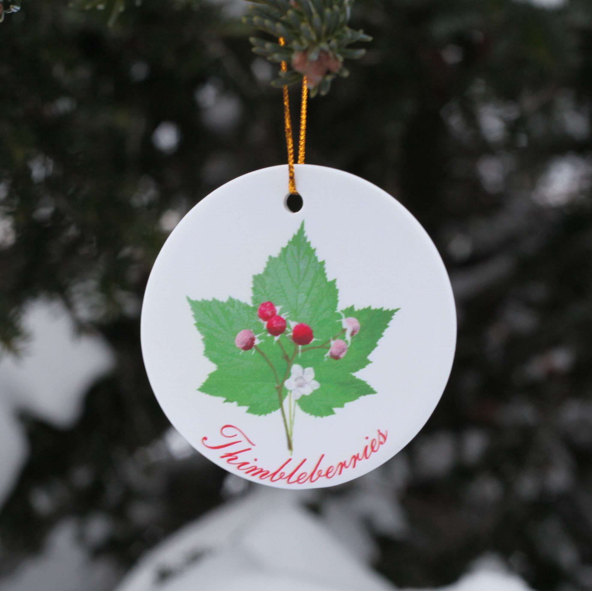 Thimbleberry Leaf Ceramic Ornament