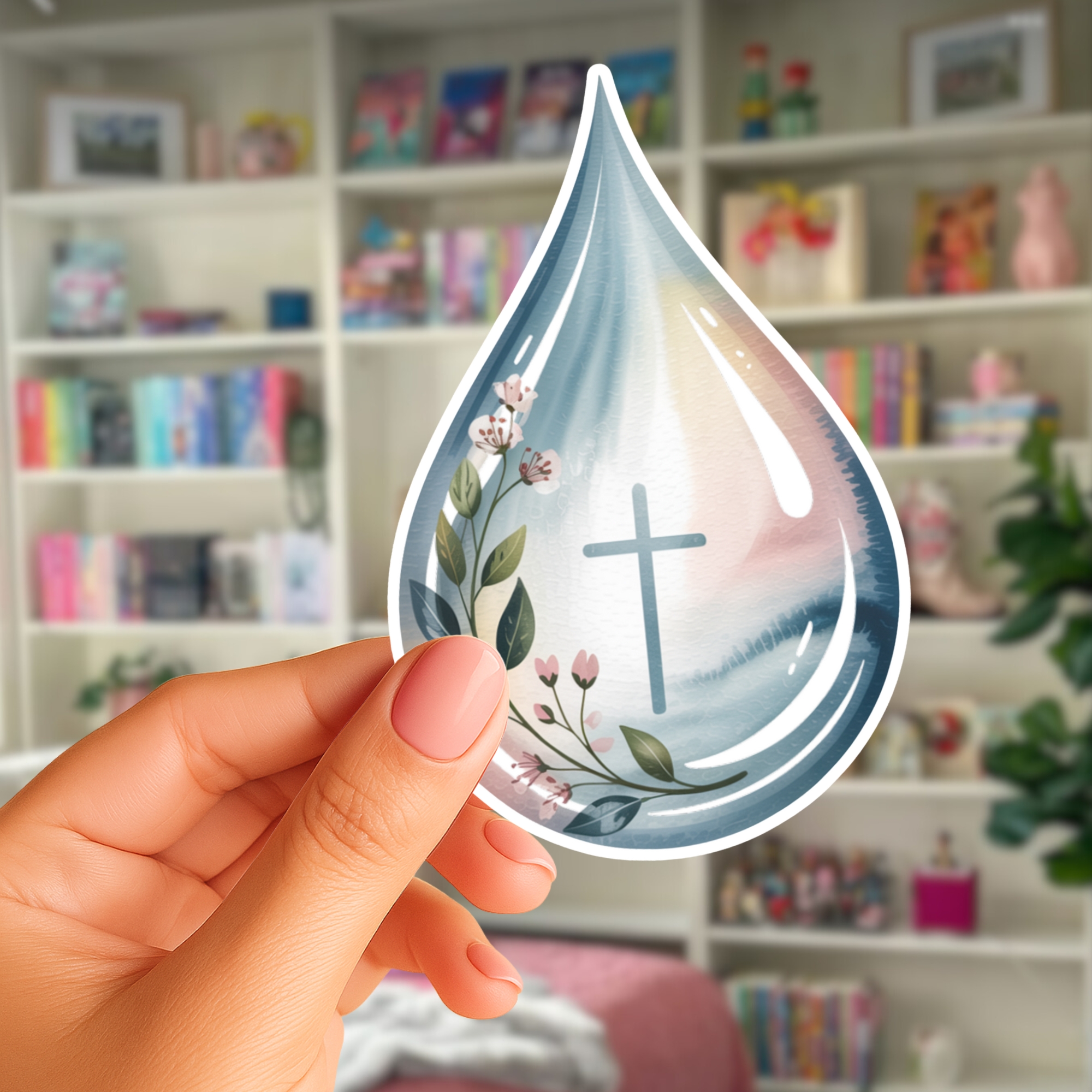 Waterdrop Cross Floral Christian Kiss-Cut Sticker Baptism Water Droplet Symbol product thumbnail image Waterdrop Cross Floral Christian Kiss-Cut Sticker Baptism Water Droplet Symbol product thumbnail image
