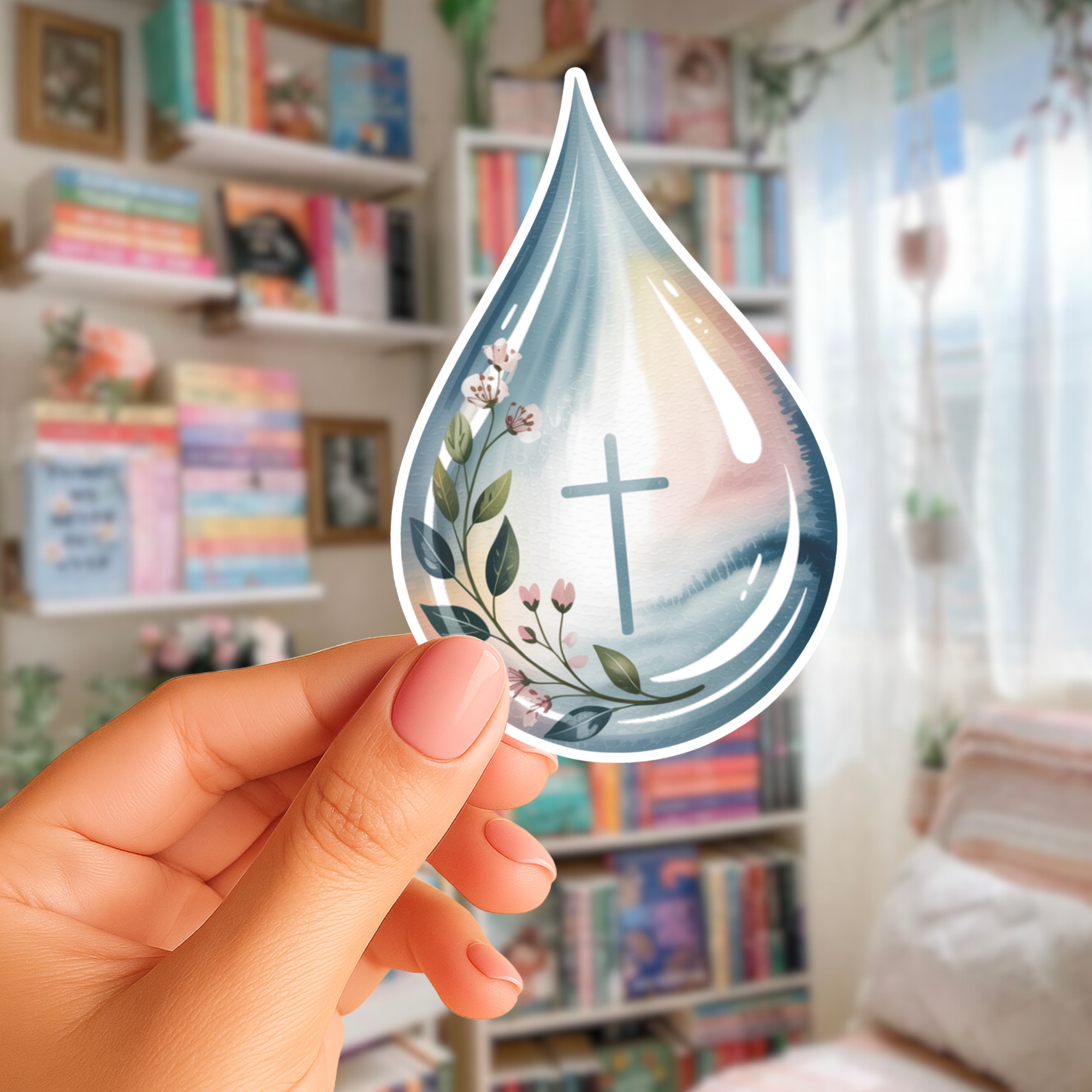 Waterdrop Cross Floral Christian Kiss-Cut Sticker Baptism Water Droplet Symbol product thumbnail image Waterdrop Cross Floral Christian Kiss-Cut Sticker Baptism Water Droplet Symbol product thumbnail image