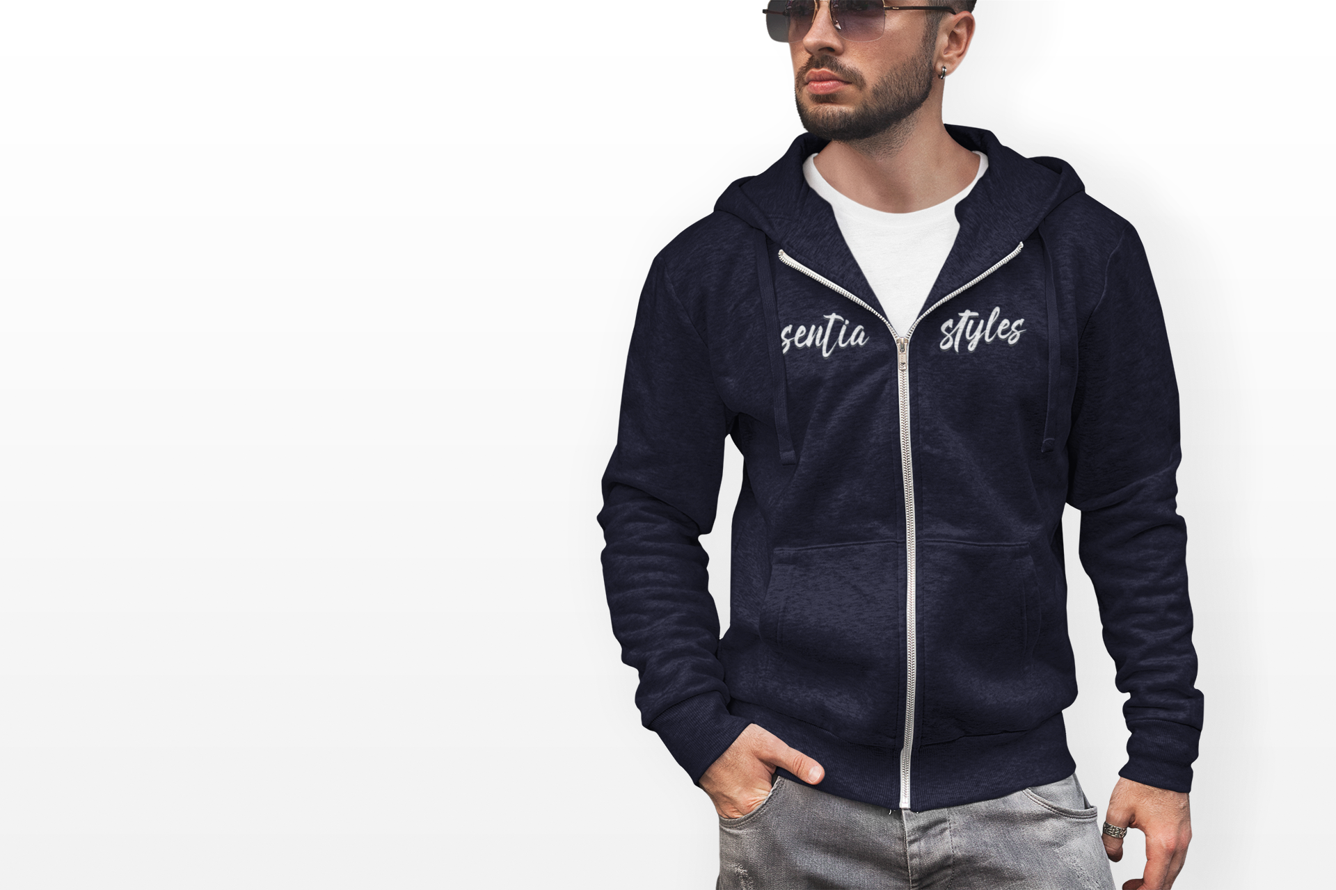 Sentia Styles Black Full-Zip Hoodie — 'Sentia Styles' Script Zip-Up product thumbnail image