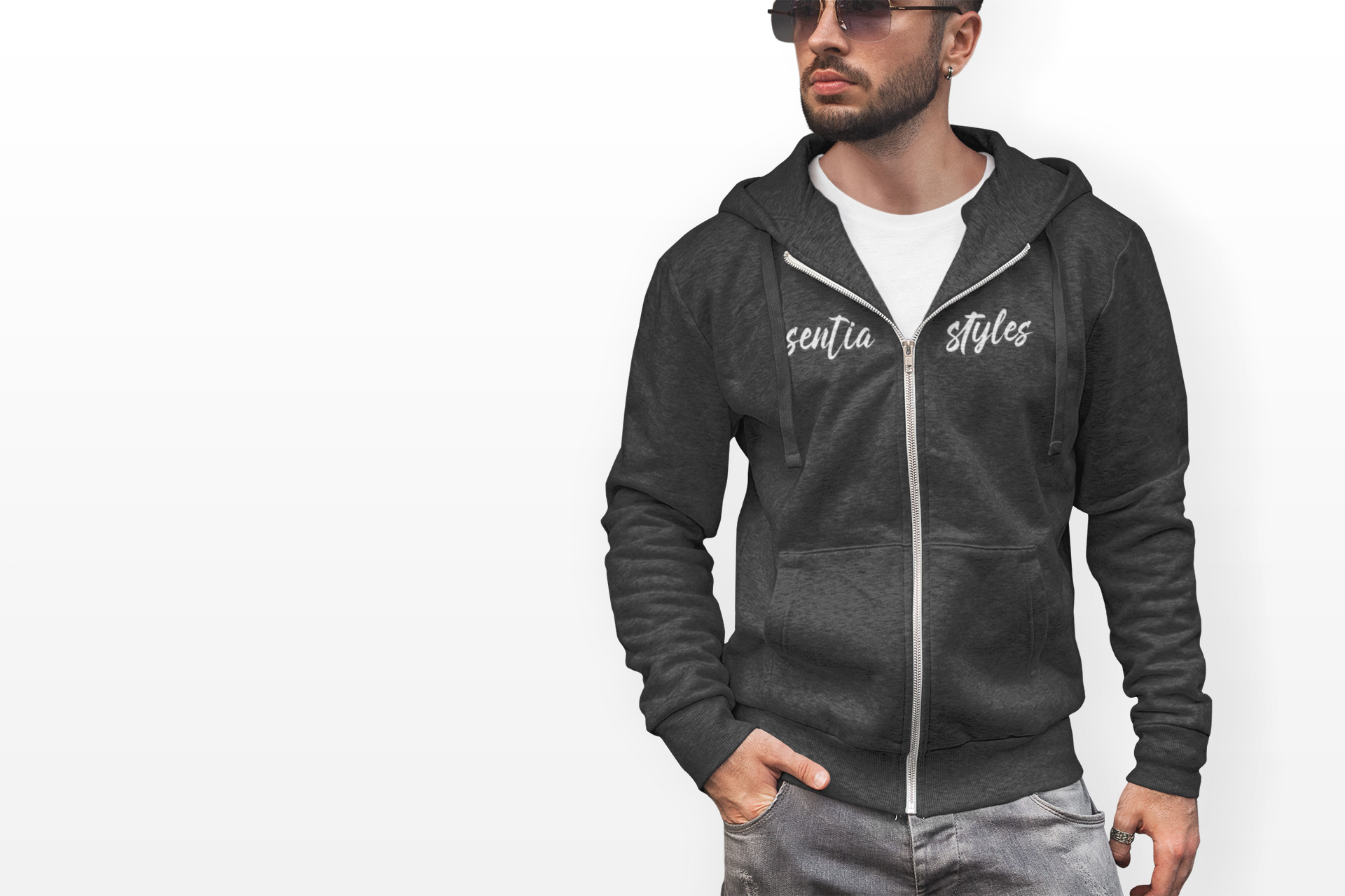 Senta Styles Black Full-Zip Hoodie — 'Senta Styles' Script Zip-Up product thumbnail image