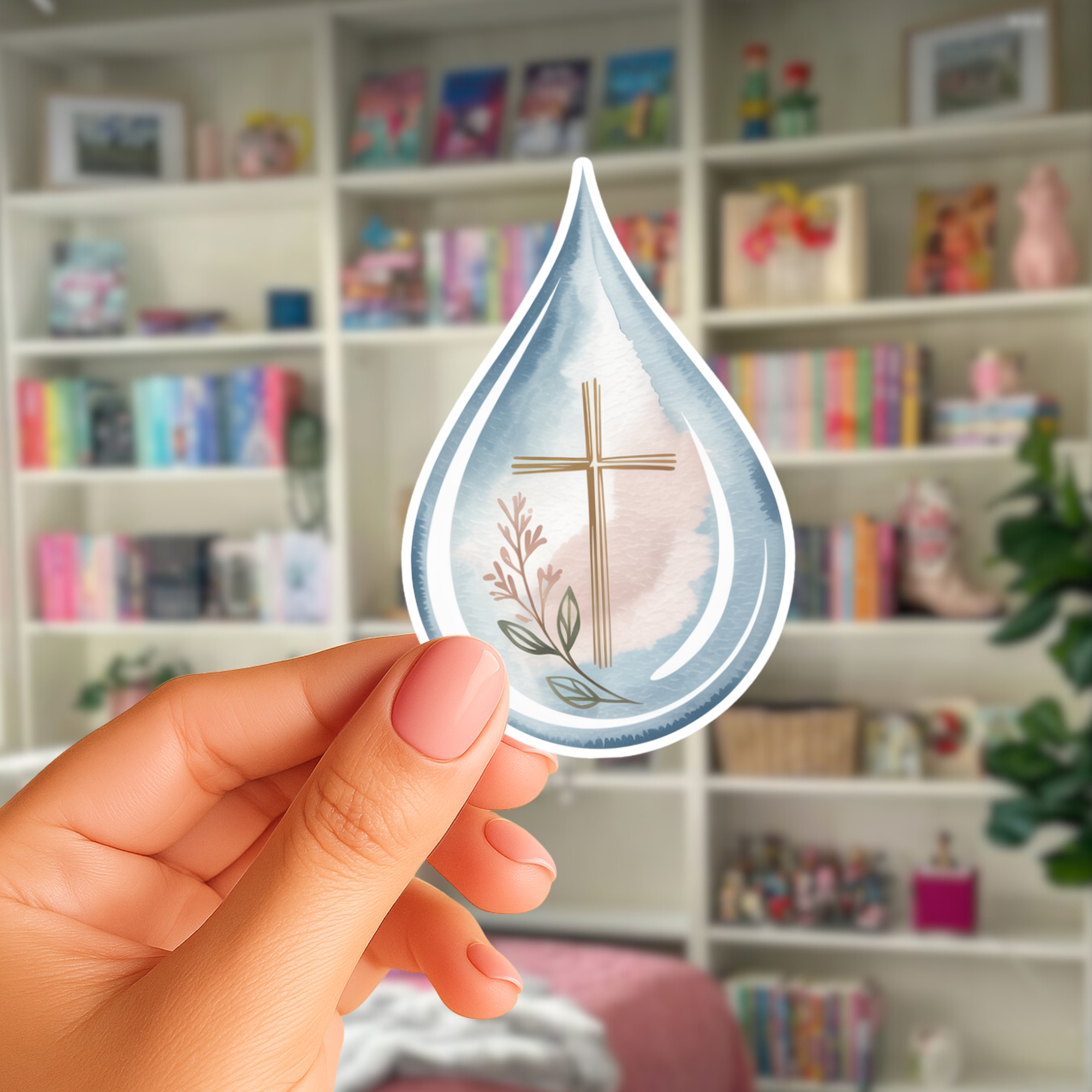 Waterdrop Cross Vinyl Sticker — Christian Faith Baptism Kiss-Cut product thumbnail image Waterdrop Cross Vinyl Sticker — Christian Faith Baptism Kiss-Cut product thumbnail image