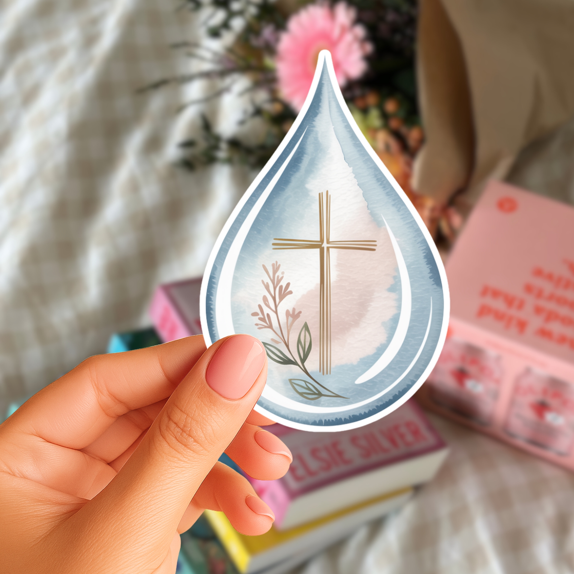 Waterdrop Cross Vinyl Sticker — Christian Faith Baptism Kiss-Cut product thumbnail image Waterdrop Cross Vinyl Sticker — Christian Faith Baptism Kiss-Cut product thumbnail image