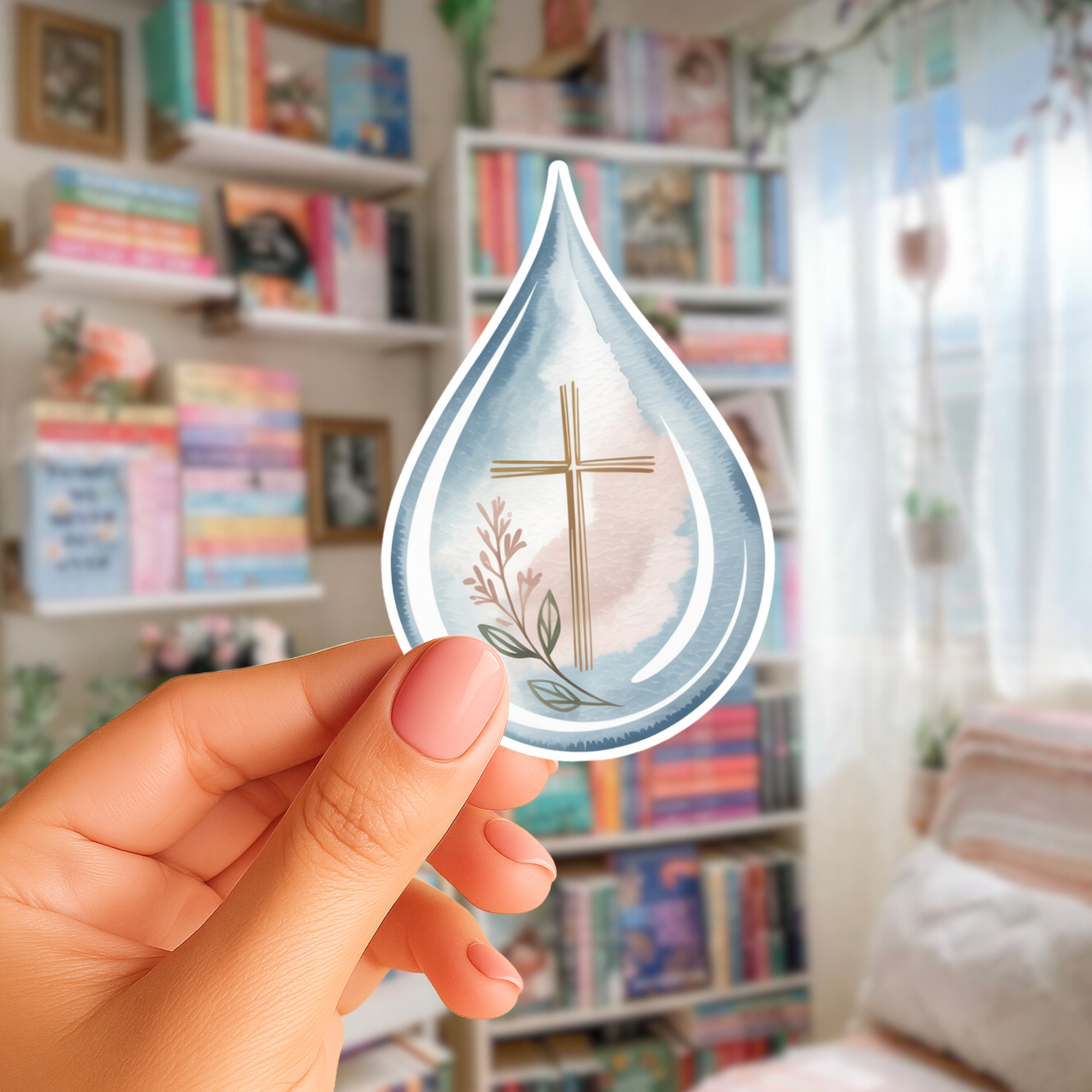 Waterdrop Cross Vinyl Sticker — Christian Faith Baptism Kiss-Cut product thumbnail image Waterdrop Cross Vinyl Sticker — Christian Faith Baptism Kiss-Cut product thumbnail image