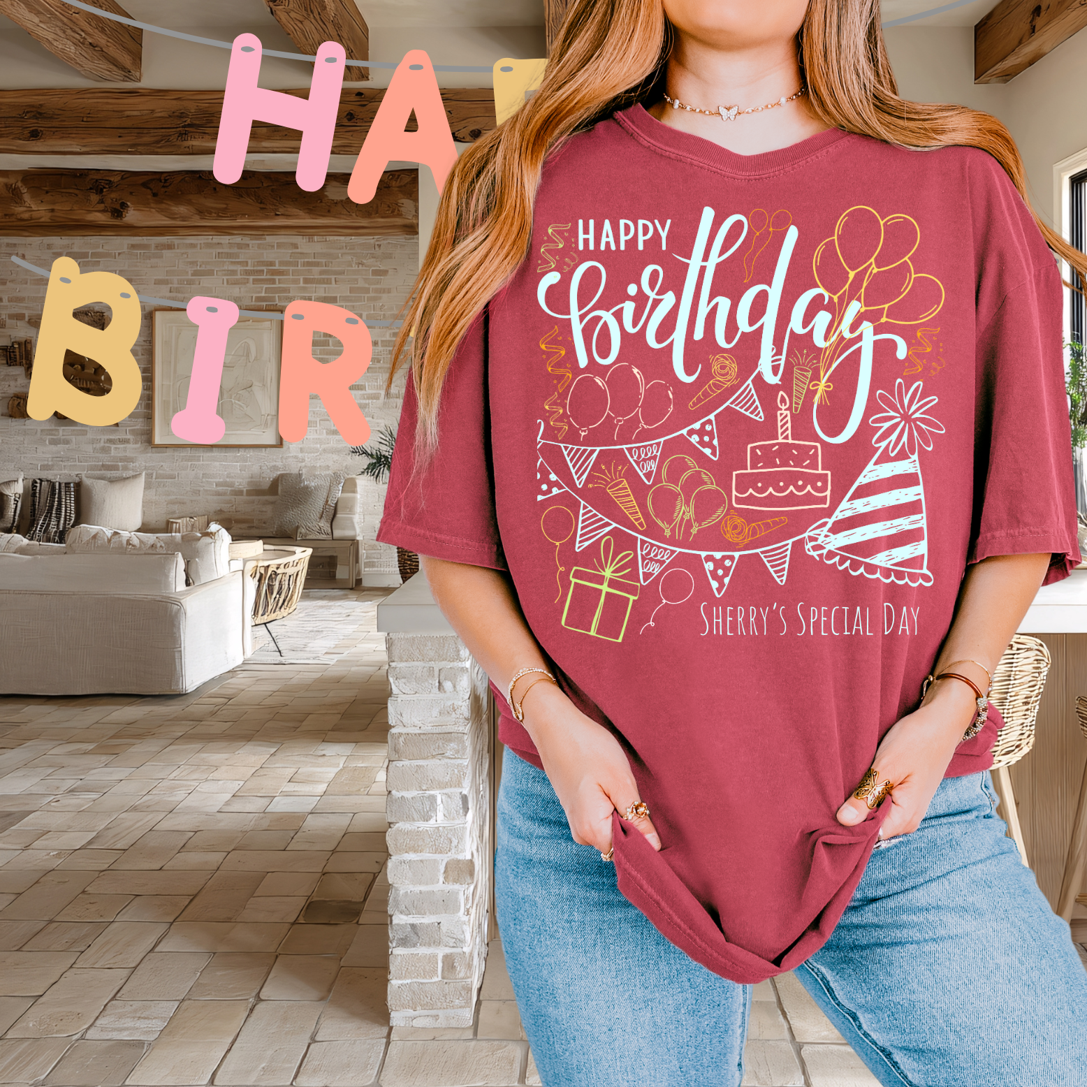 Happy Birthday Party Personalized Doodle T-shirt | Birthday Cake, Balloons, Party Hat product thumbnail image Happy Birthday Party Personalized Doodle T-shirt | Birthday Cake, Balloons, Party Hat product thumbnail image