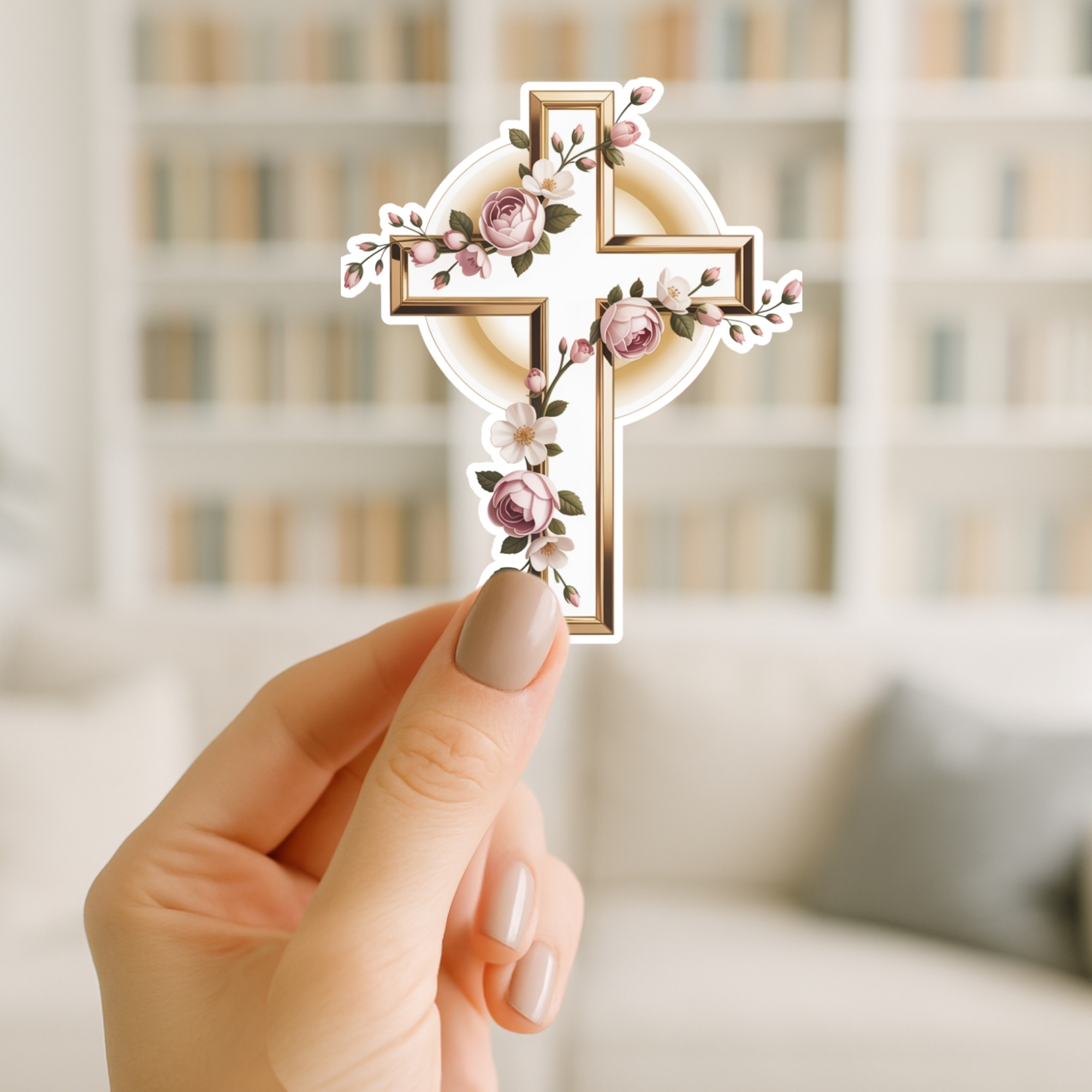 Floral Cross Kiss-Cut Sticker — Rose Accent Religious Decorative Decal product thumbnail image Floral Cross Kiss-Cut Sticker — Rose Accent Religious Decorative Decal product thumbnail image