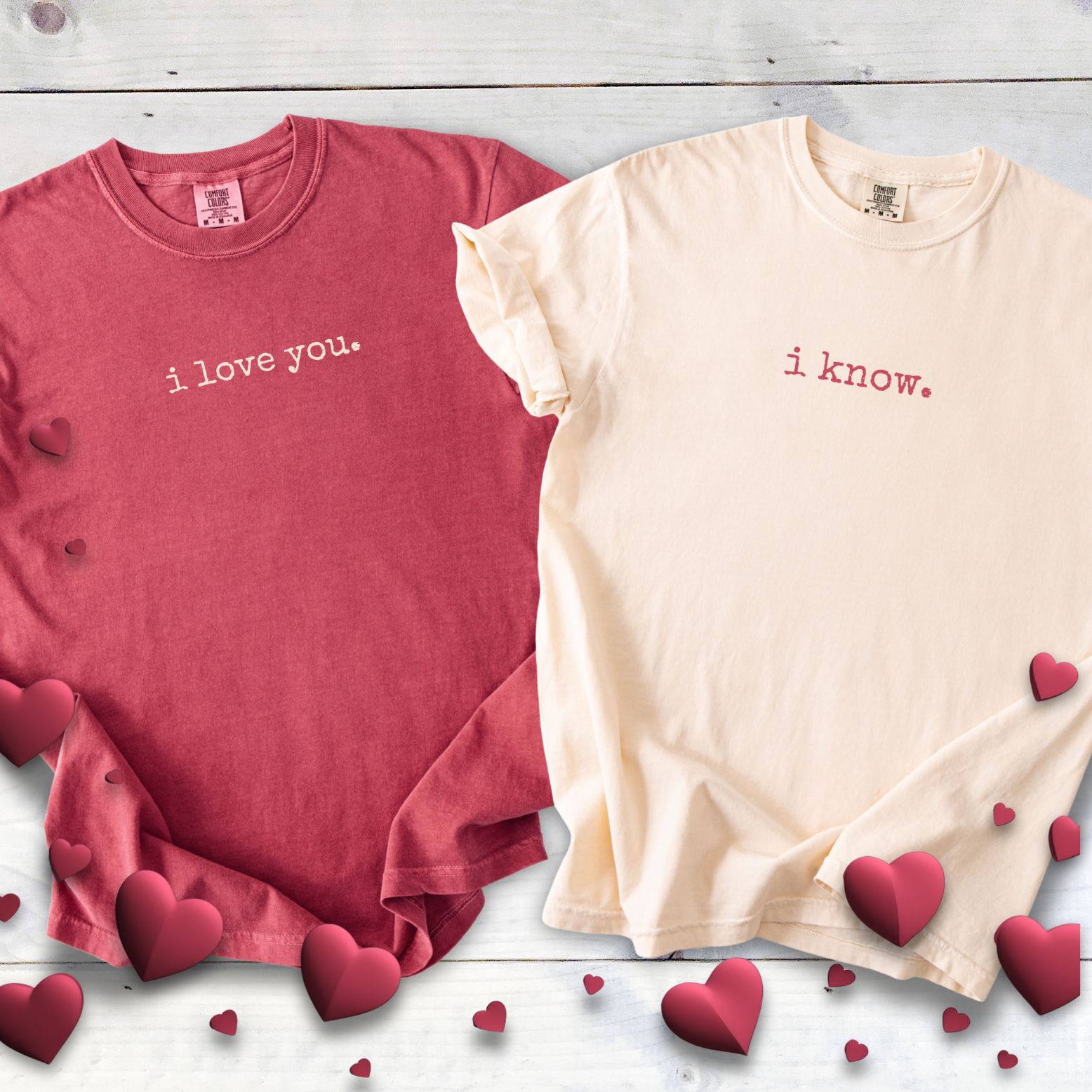 Crimson I love you. T-Shirt — Simple Romance Famous Valentines Couples Shirts