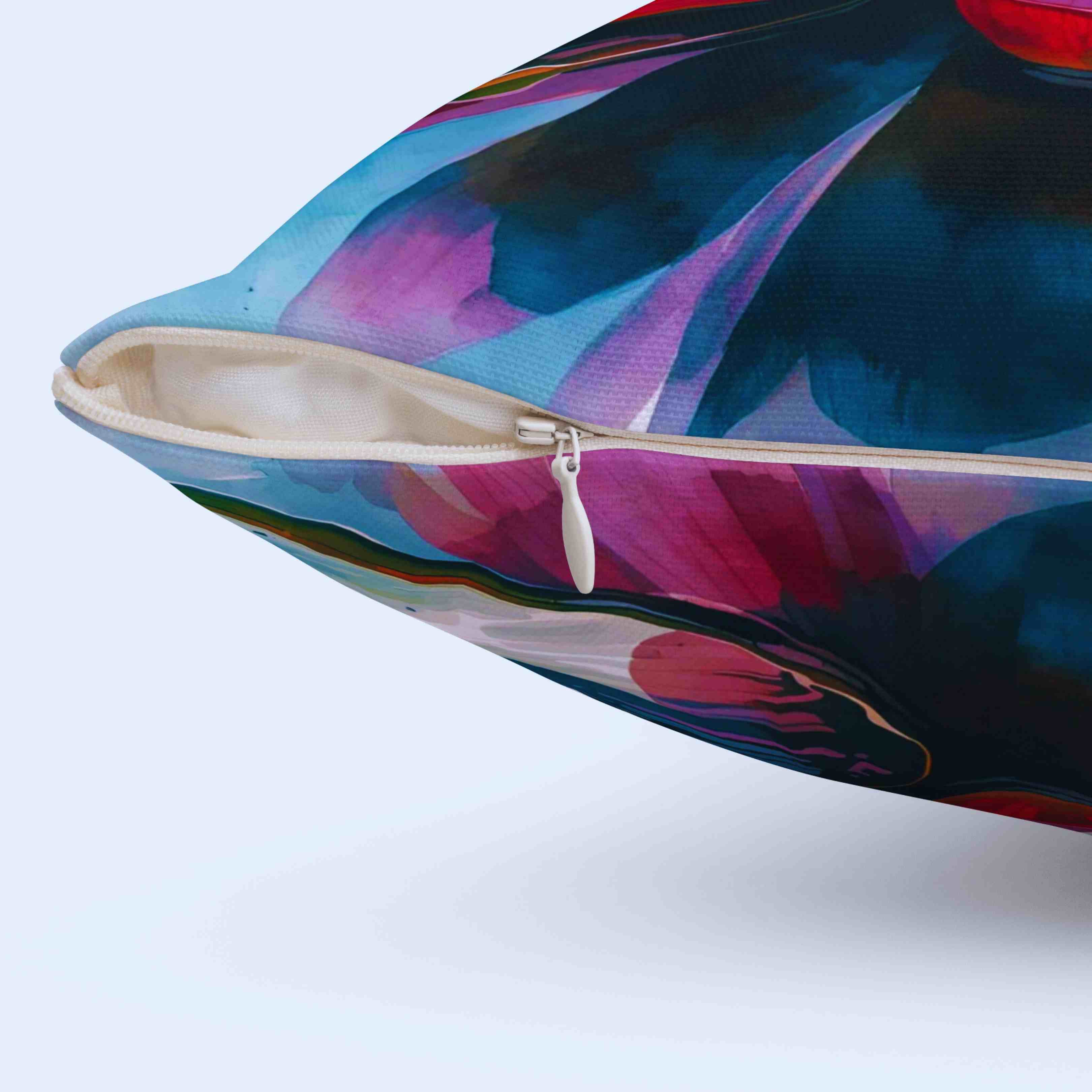 Pink Lotus Flower Pillow | Square Polyester Cushion product thumbnail image