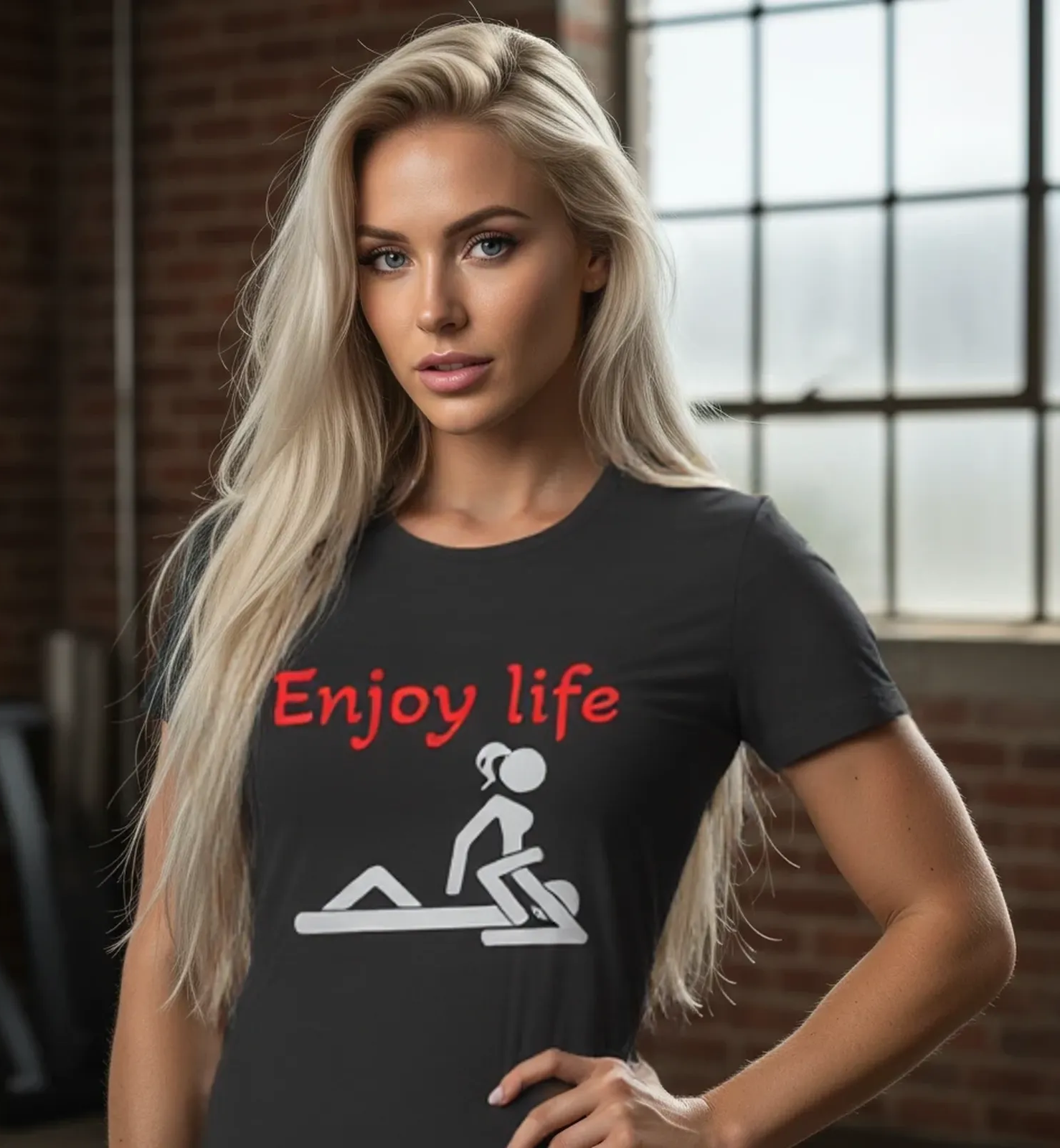Enjoy Life Graphic T-Shirt — Playful Stick Figure Design